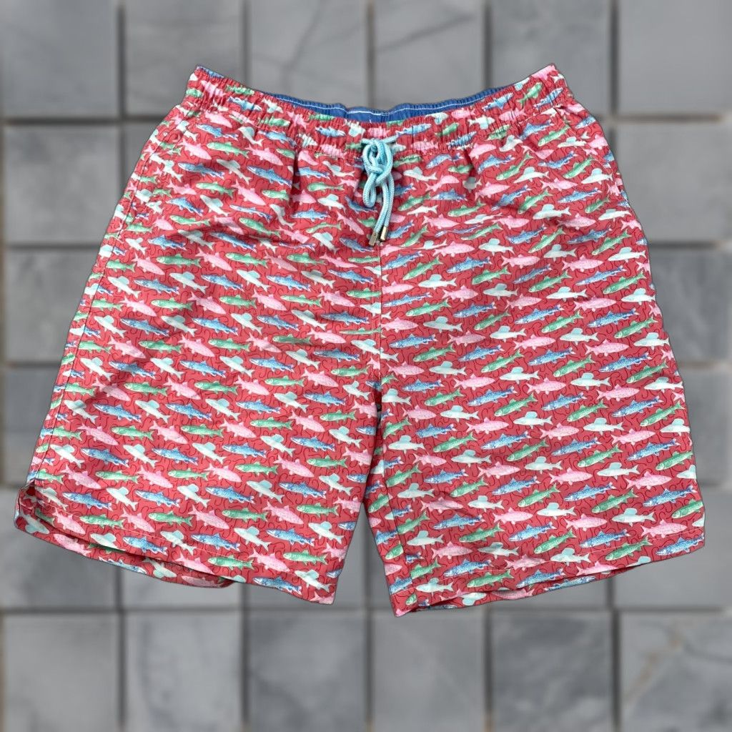 Peter Millar Peter Millar Shorts Mens Large Multicolor Fish Swim Drawstring Lined Pockets Quick Dry Seaside Collection Size US 33 - 1 Thumbnail