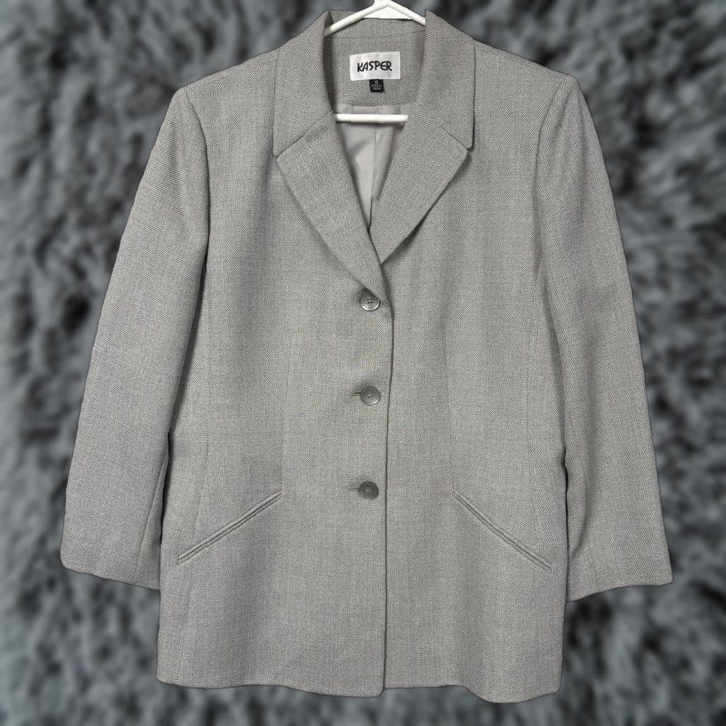 Kasper Kasper Blazer 14 Three-Button Lined Suit Jacket Career Office Chic Classic Size XL / US 12-14 / IT 48-50 - 1 Thumbnail
