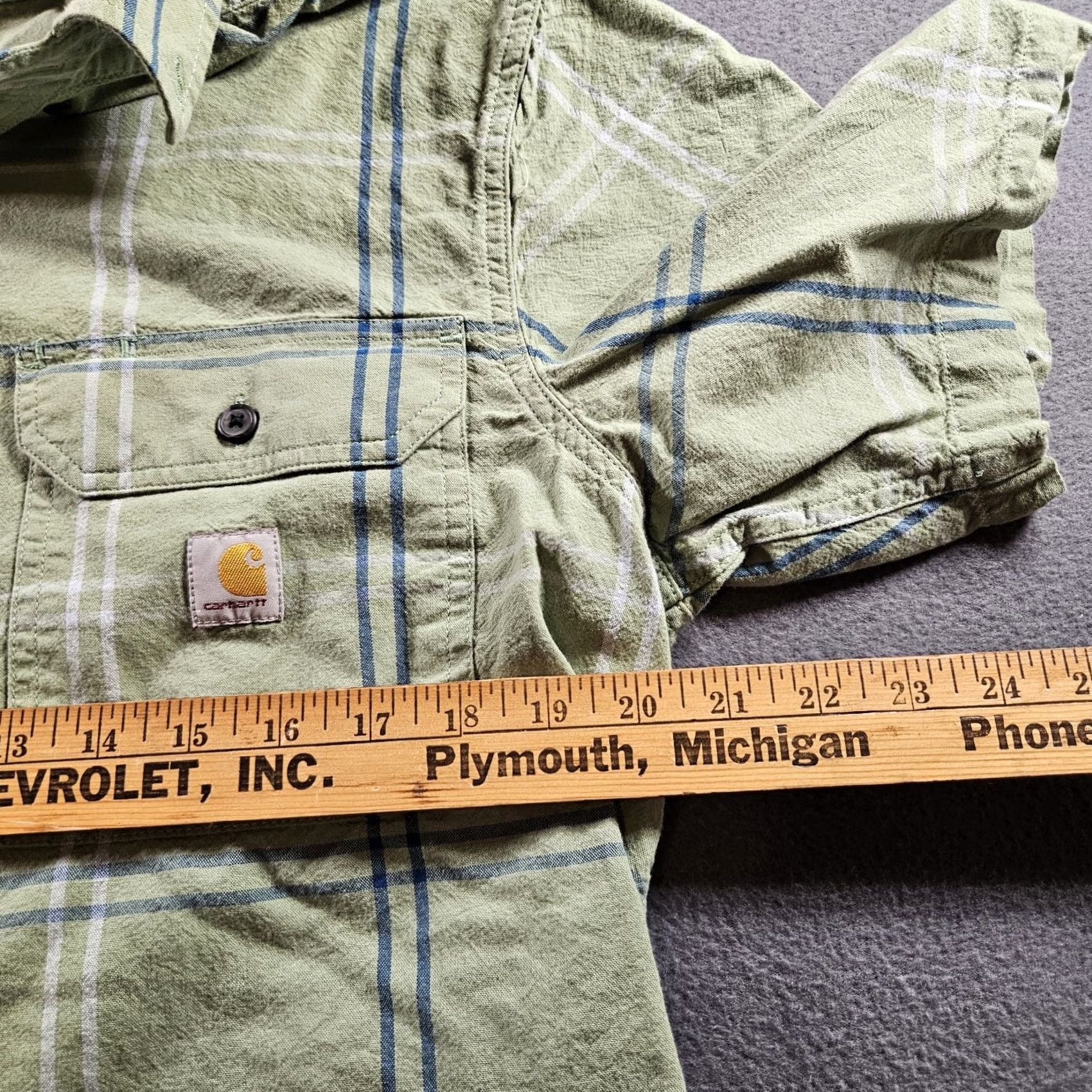 Carhartt Carhartt Shirt Mens Button-Up Pocket Plaid Green 100% Cotton Relaxed Fit Size M Size US M / EU 48-50 / 2 - 5 Thumbnail