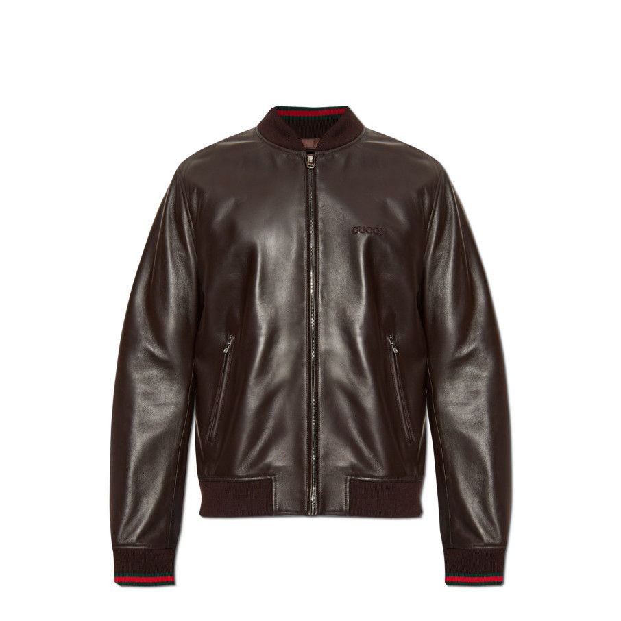 Gucci GUCCI Brown Leather Bomber Jacket New & Authentic (Men's siz Size US XL / EU 56 / 4 - 1 Preview