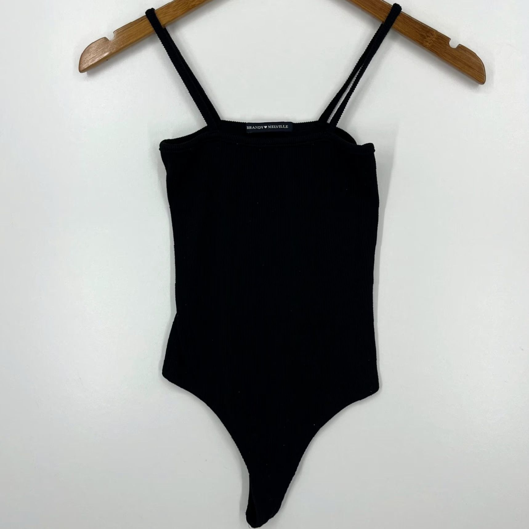 Brandy Melville Brandy Melville Tank Adult S Black Cotton Bodysuit Top Sleeveless Square Neck Spaghetti Strap Tank Women Shirt Basic Size S / US 4 / IT 40 - 2 Thumbnail