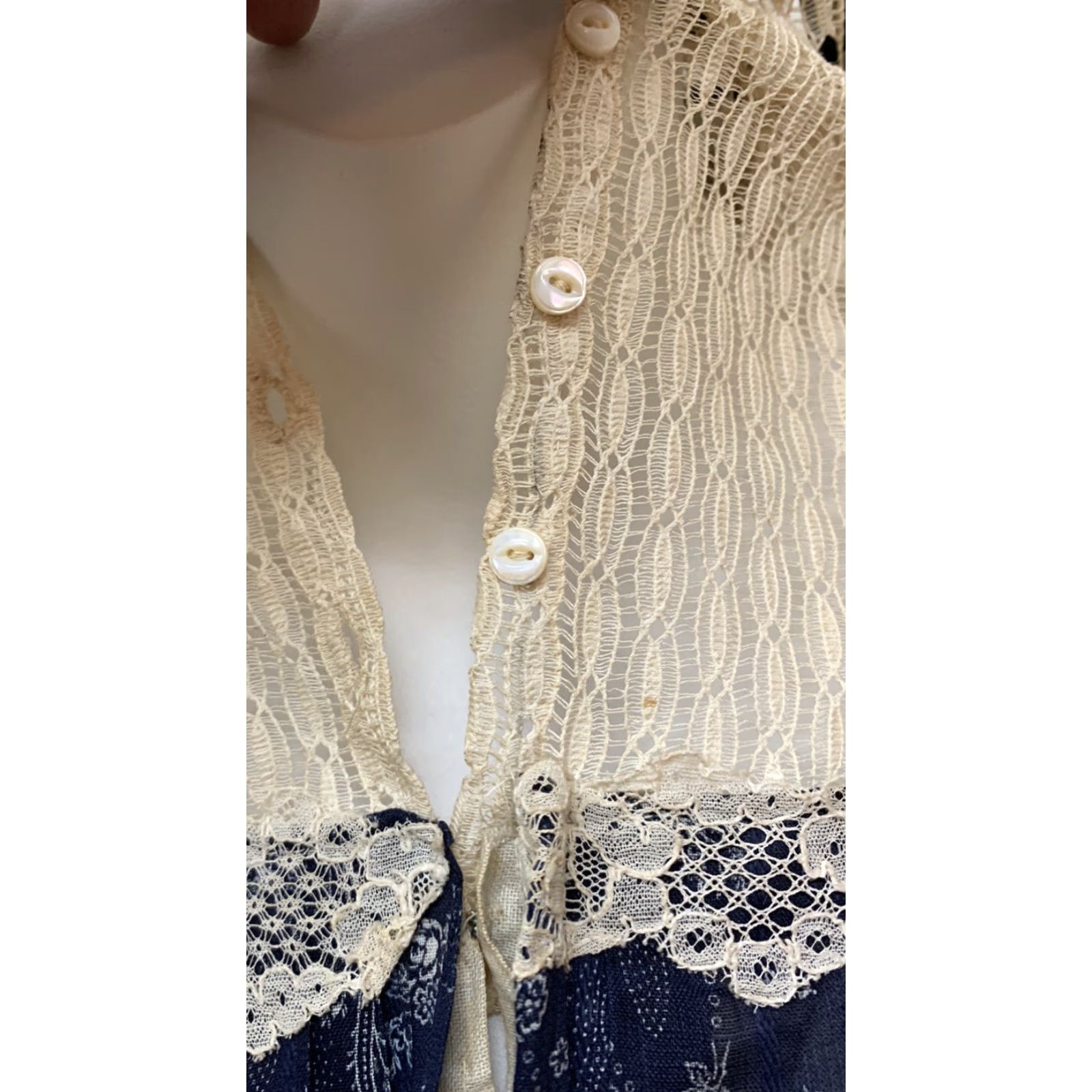 Vintage VINTAGE Antique Victorian Edwardian Dress & Top Skirt Set Long Prairie Skirt Corset Top XS/S Blue Prairie Size 4XL / US 24-26 - 6 Thumbnail