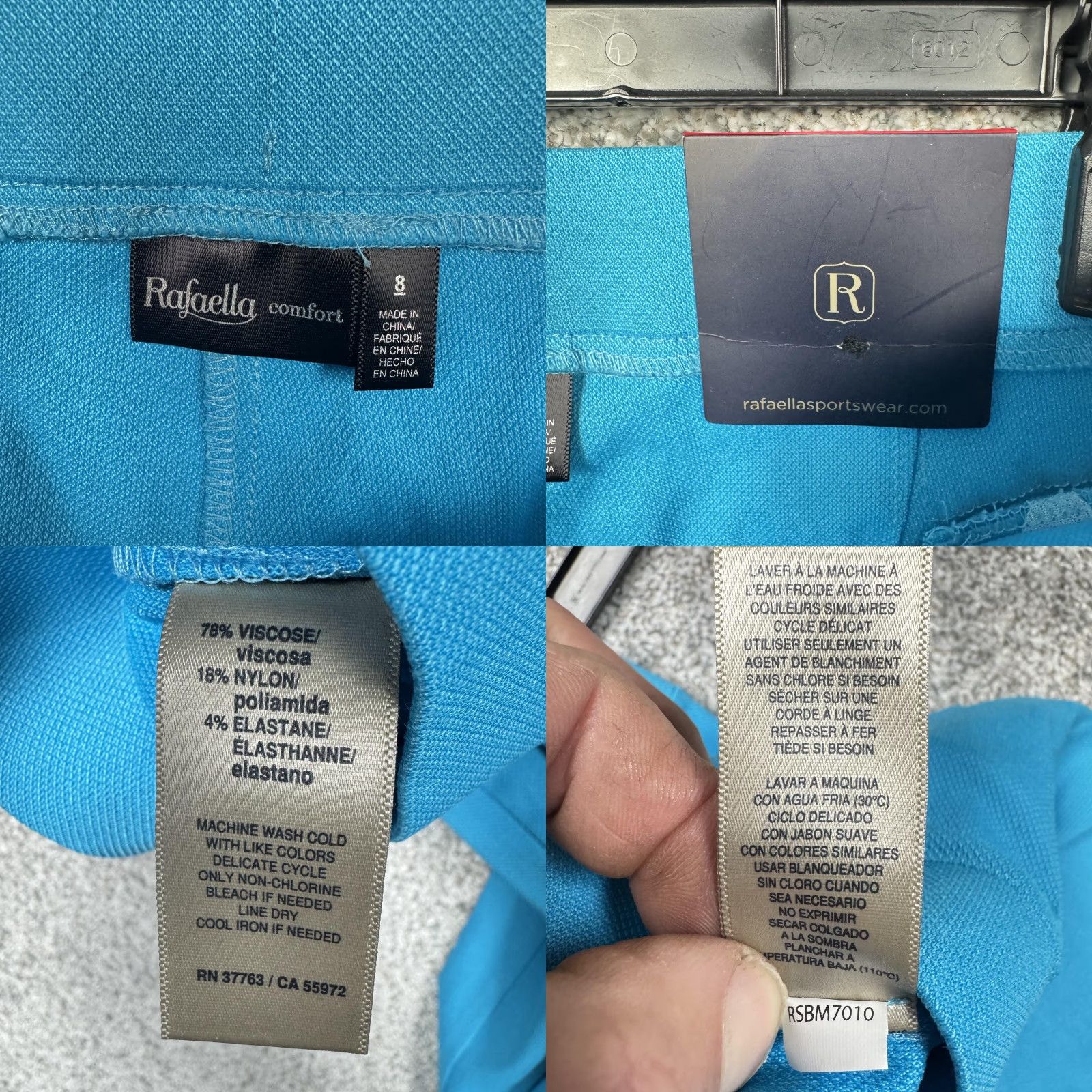 Vintage Rafaella Comfort Pants Scuba Blue 8 Women Pull On Ankle Skinny Pockets Elastic Waist Viscose Nylon Spandex Size 30" / US 8 / IT 44 - 8 Thumbnail