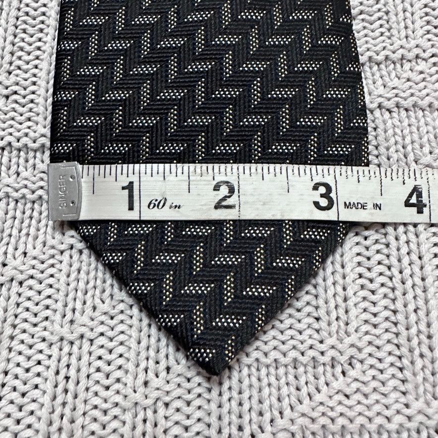 Barneys New York Barney's New York black monotone geometric Italian silk tie Size ONE SIZE - 5 Thumbnail