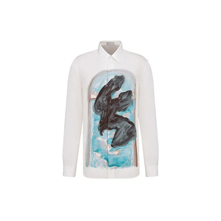 Dior Dior Logo Geometric Print Long Sleeve Shirt 0079 Size US L / EU 52-54 / 3 - 1 Thumbnail