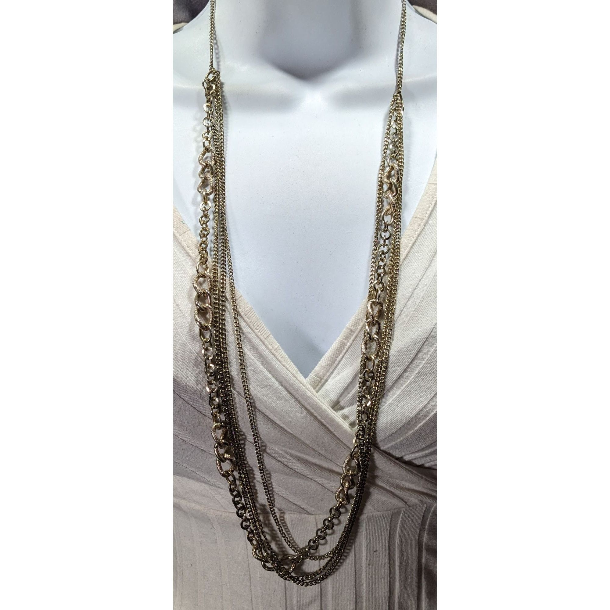 Other Elegant Multilayer Silver Tone Chain Necklace Size ONE SIZE - 2 Thumbnail