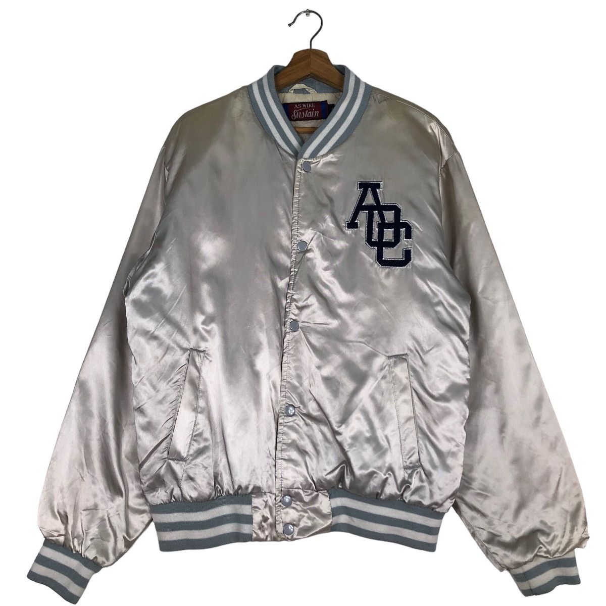 Japanese Brand 🔥Vtg Satin Bomber Jacket Chicago Big Logo Spell Out Size US L / EU 52-54 / 3 - 1 Thumbnail