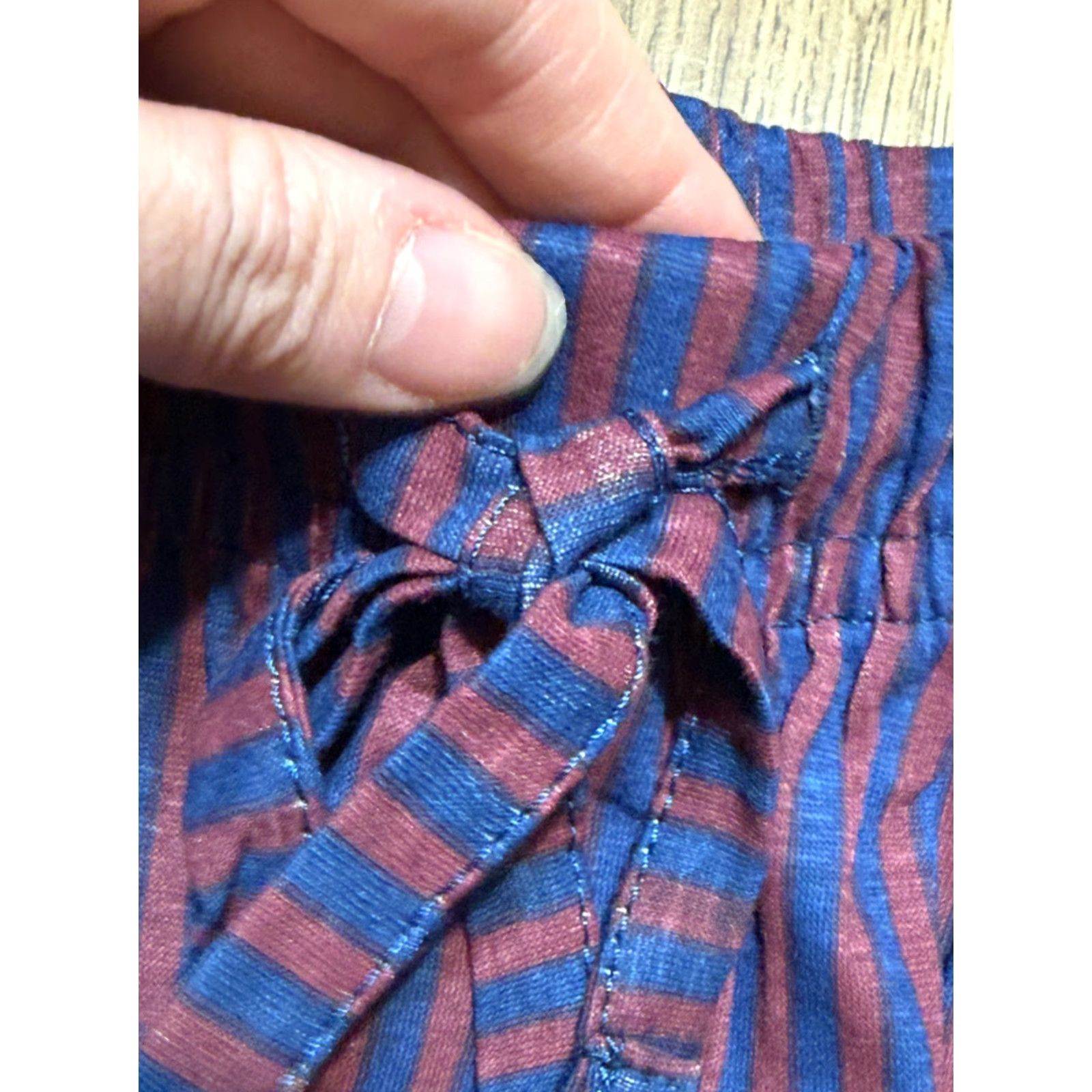 Vintage Sleephero Pants Men's Medium Blue Red Sleepwear Tie Waist Striped Pull On Pajama Pants Size US 31 - 4 Thumbnail