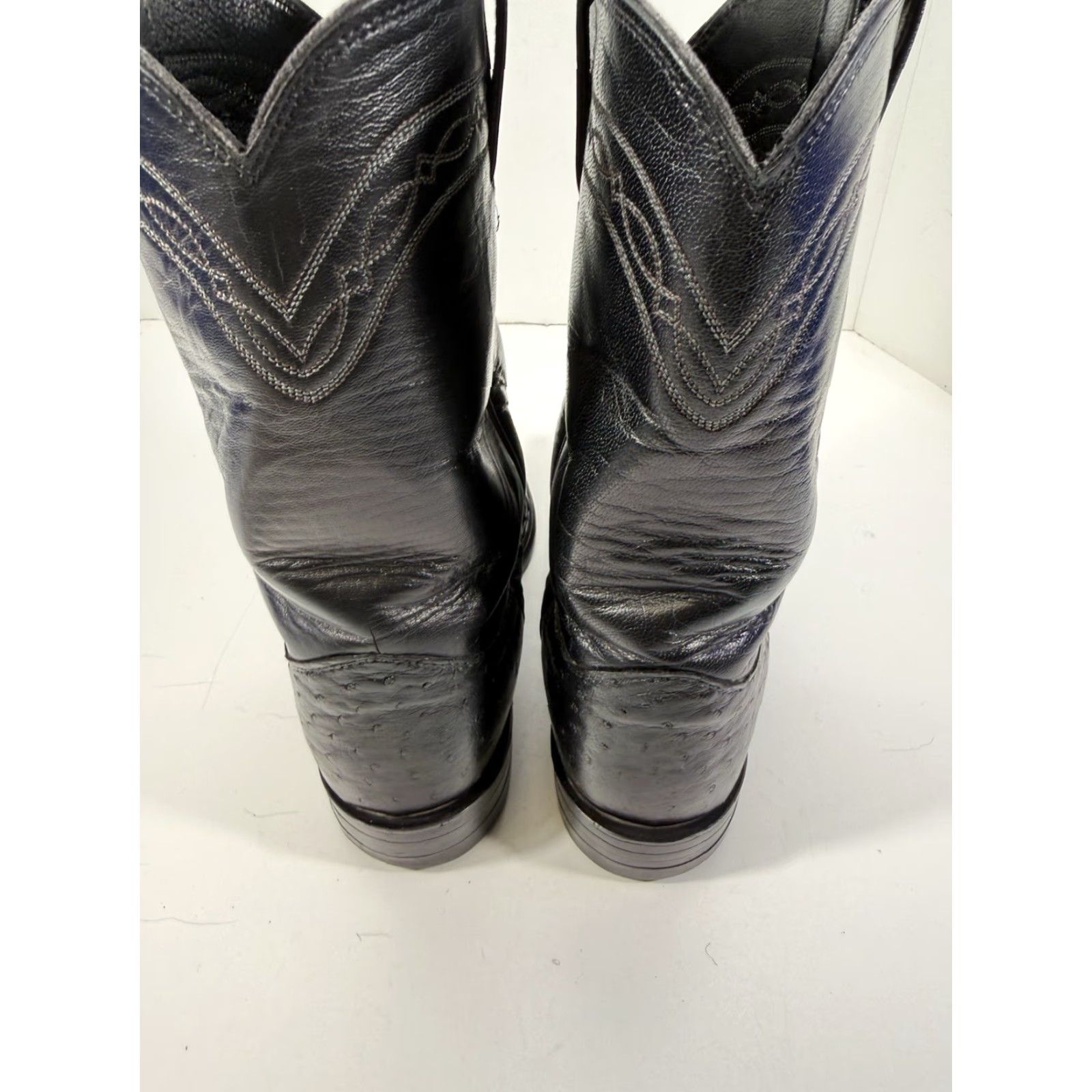 Justin Boots Justin Full Quill Ostrich Boots Men 7.5 EE Wide Black Leather Western 3171 Size US 8 / EU 41 - 6 Thumbnail