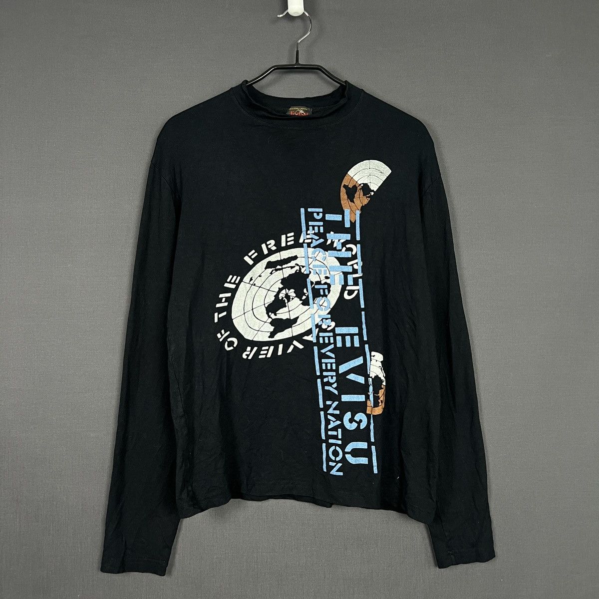 Evisu Evisu Black LS T-shirt w/ Globe Graphic & Logo mens size L Size US L / EU 52-54 / 3 - 1 Thumbnail