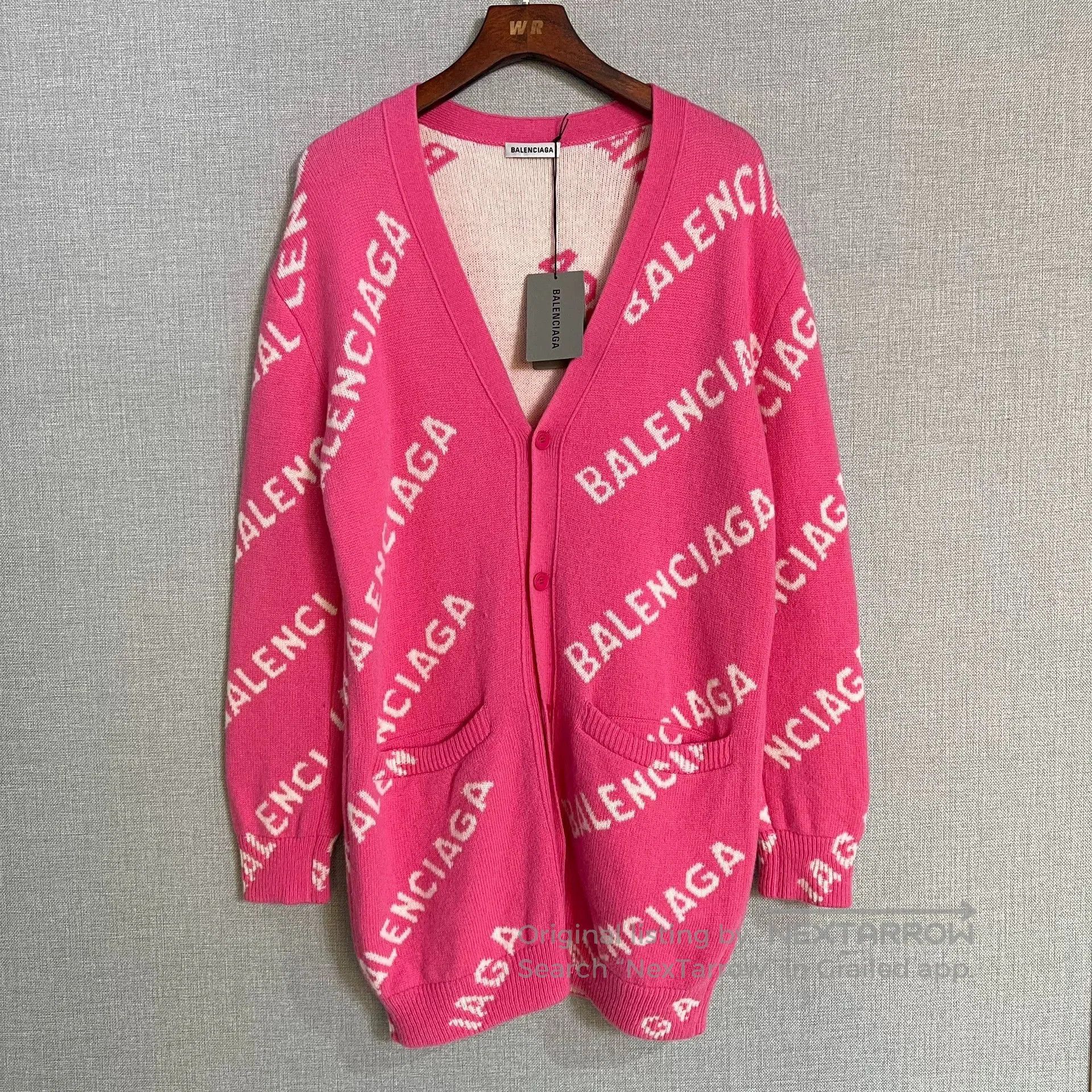 Balenciaga Balenciaga Pink Logo Knit Cardigan. Size S / US 4 / IT 40 - 1 Thumbnail