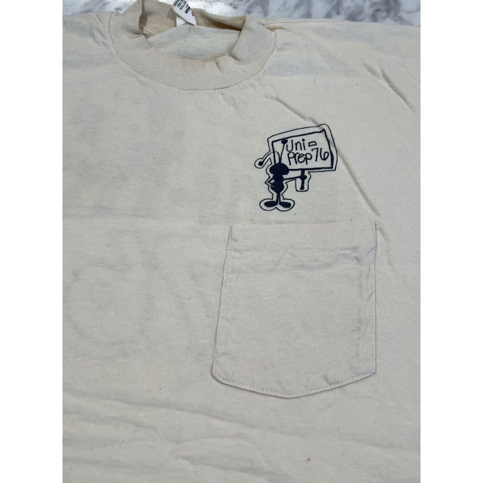 X-LARGE Vintage Stedman T Shirt Men’s X-Large Short Sleeves 1976 Single stitch Beige Size US XL / EU 56 / 4 - 4 Thumbnail