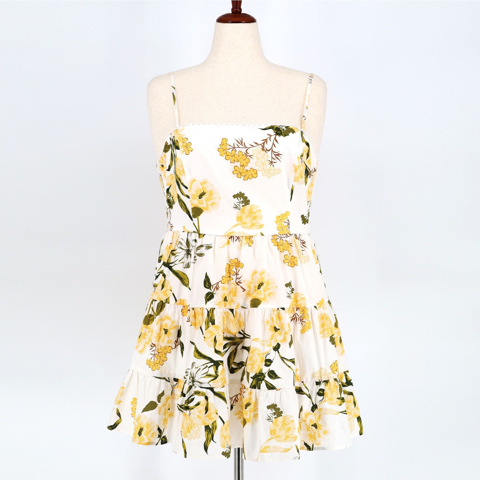 BB Dakota BB Dakota Women Ivory Floral Tiered Mini Dress Size US 10 Size L / US 10 / IT 46 - 3 Thumbnail