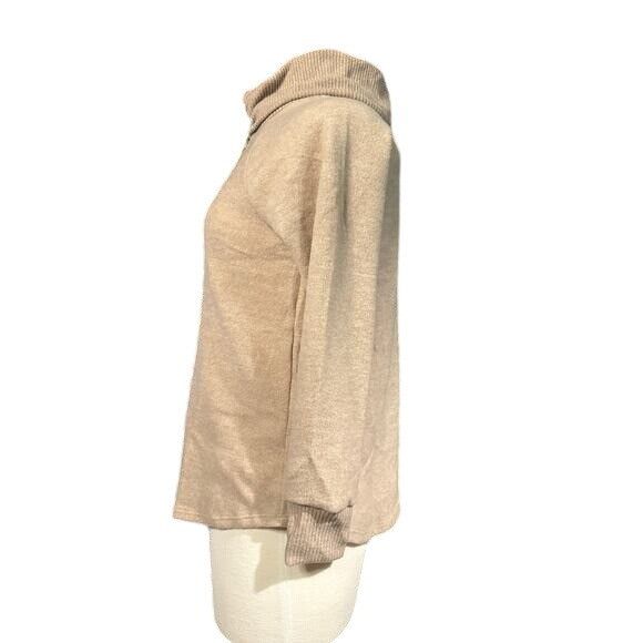 Anthropologie Cozy Beige Turtleneck Pullover Sweater With Drawstring For W Size S / US 4 / IT 40 - 2 Thumbnail