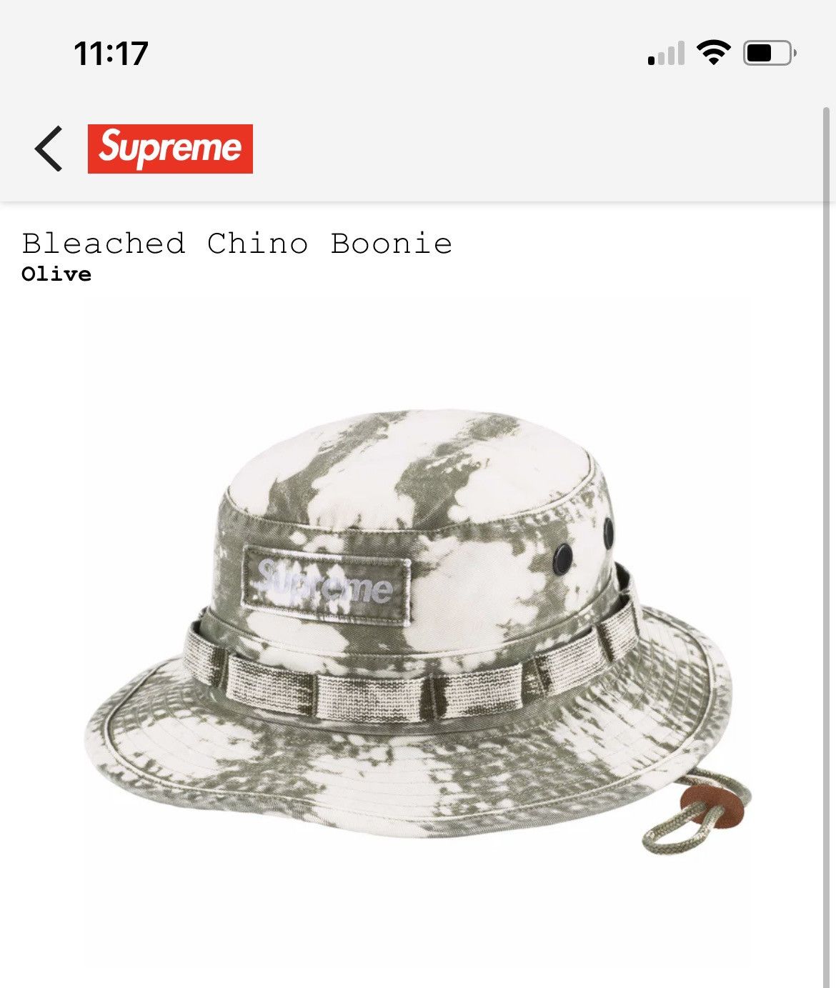 帽子 Supreme Bleached Chino Boonie Supreme Bleached Chino Boonie (SS24) - $68