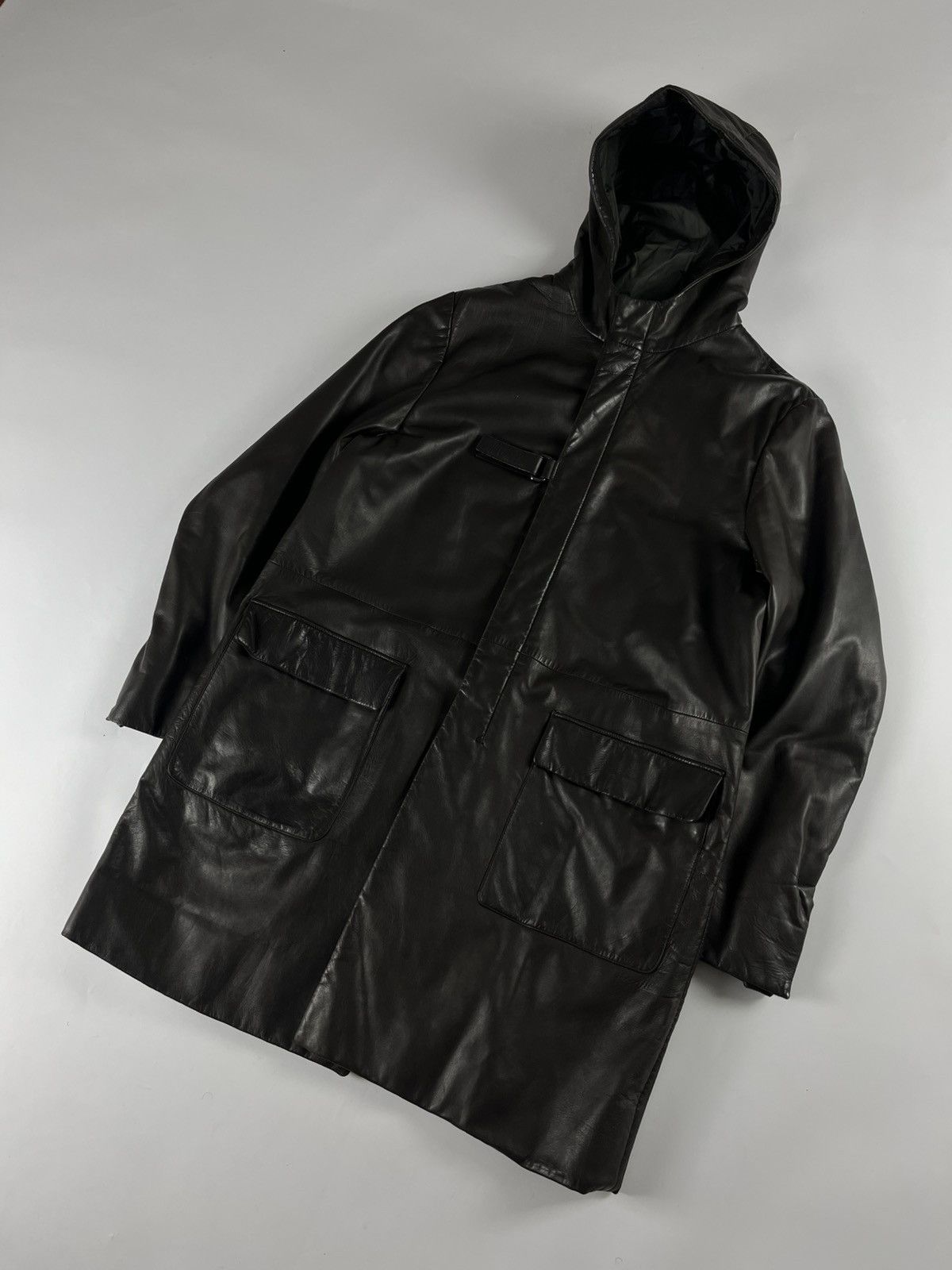 Prada Prada Belted Premium Leather Long Jacket FW 1999 Size US L / EU 52-54 / 3 - 8 Thumbnail