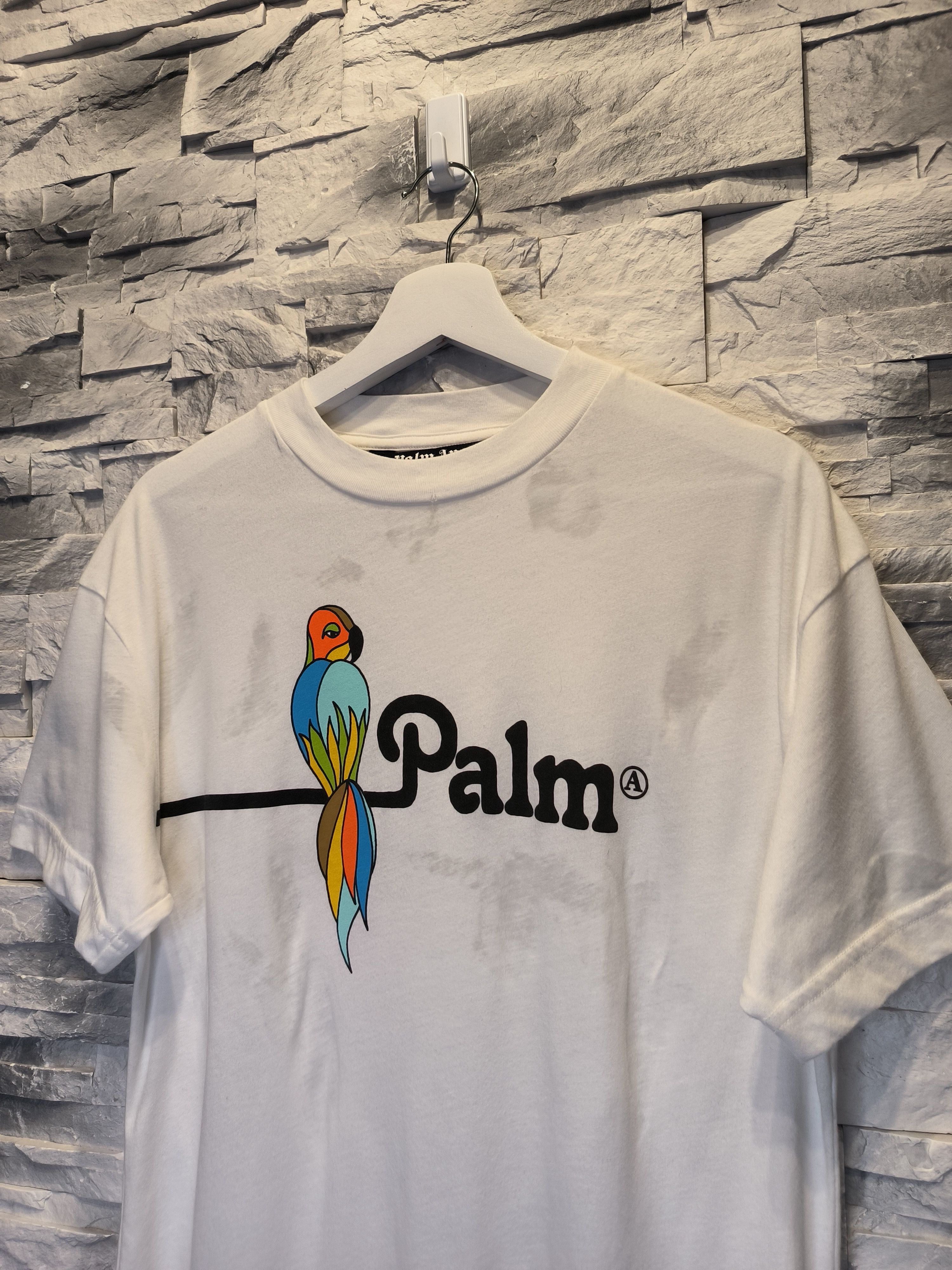 Palm Angels Palm Angels T-Shirt Parrot Big Logo Tee White Distressed Size US S / EU 44-46 / 1 - 2 Thumbnail