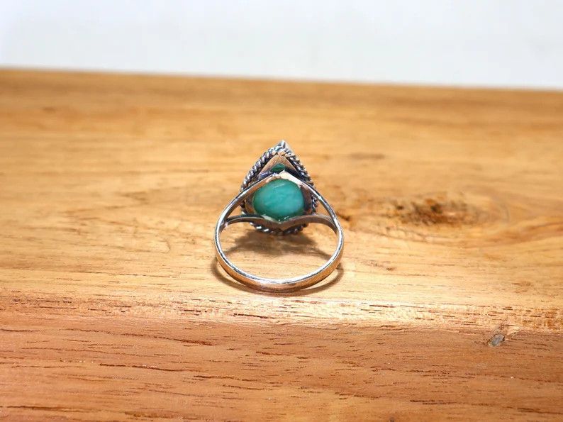 Handmade Handmade Pear Amazonite Ring: 925 Sterling Silver Boho Ring Size ONE SIZE - 8 Thumbnail