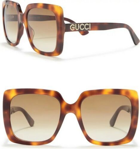 Gucci GUCCI GG0418S 003 Havana Oversized Rectangular Sunglasses Size ONE SIZE - 5 Thumbnail