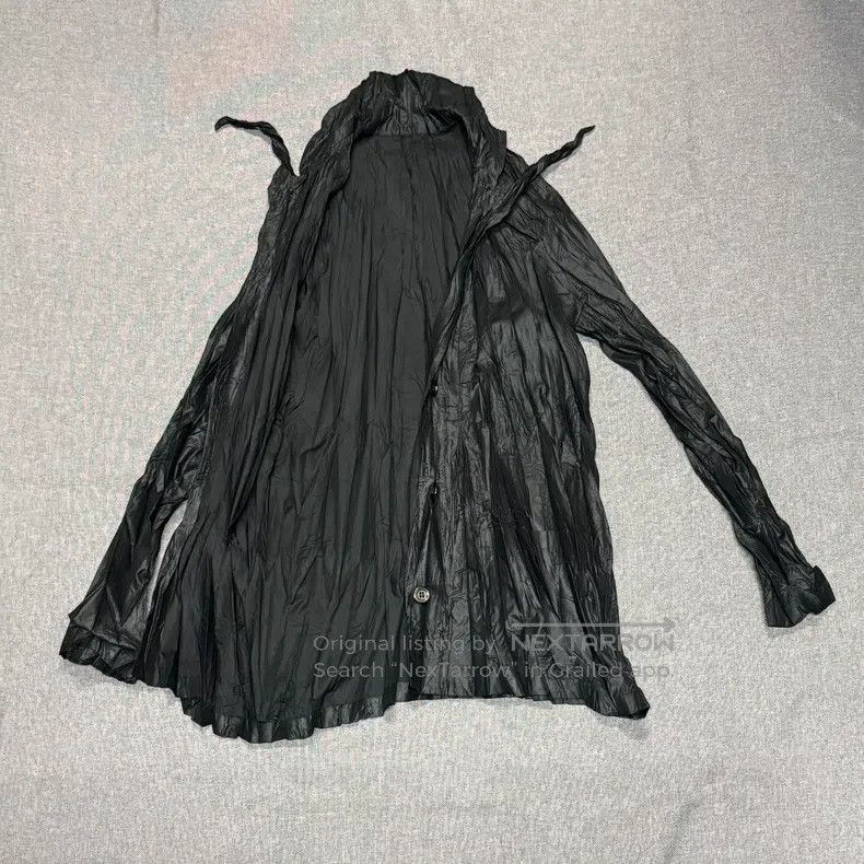 Issey Miyake Issey Miyake Black Ruched Pearl Long-Sleeve Shirt Size L / US 10 / IT 46 - 3 Thumbnail