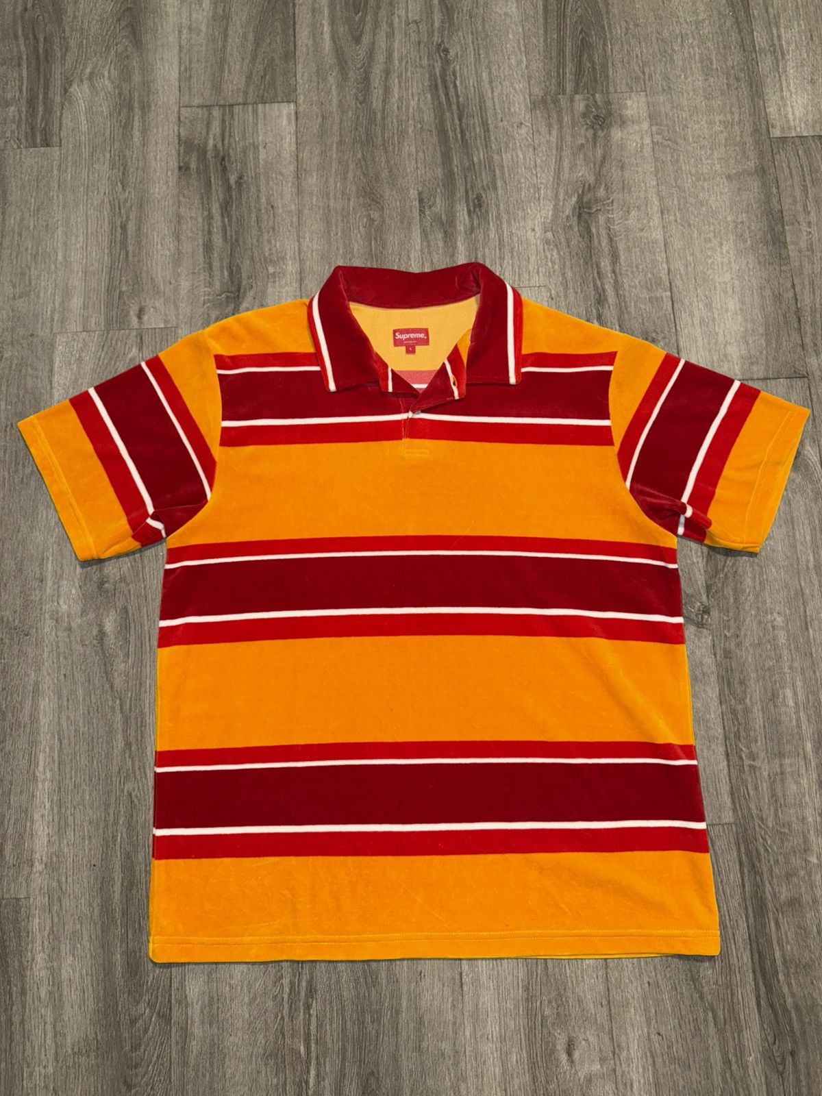 Supreme Supreme Stripe Velour Polo | Grailed