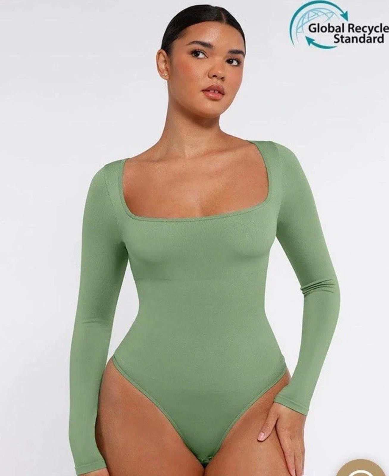 Other Long Sleeve Green Thong Bodysuit 360 Waist Control Size 2XL Size ONE SIZE - 4 Thumbnail