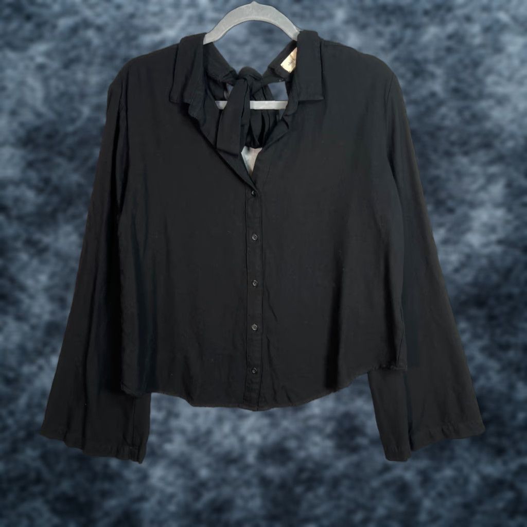 CLOT Cloth & Stone Blouse Black Button-Down Long Sleeve Tie Neck W/ Size Small Womens Size S / US 4 / IT 40 - 1 Thumbnail