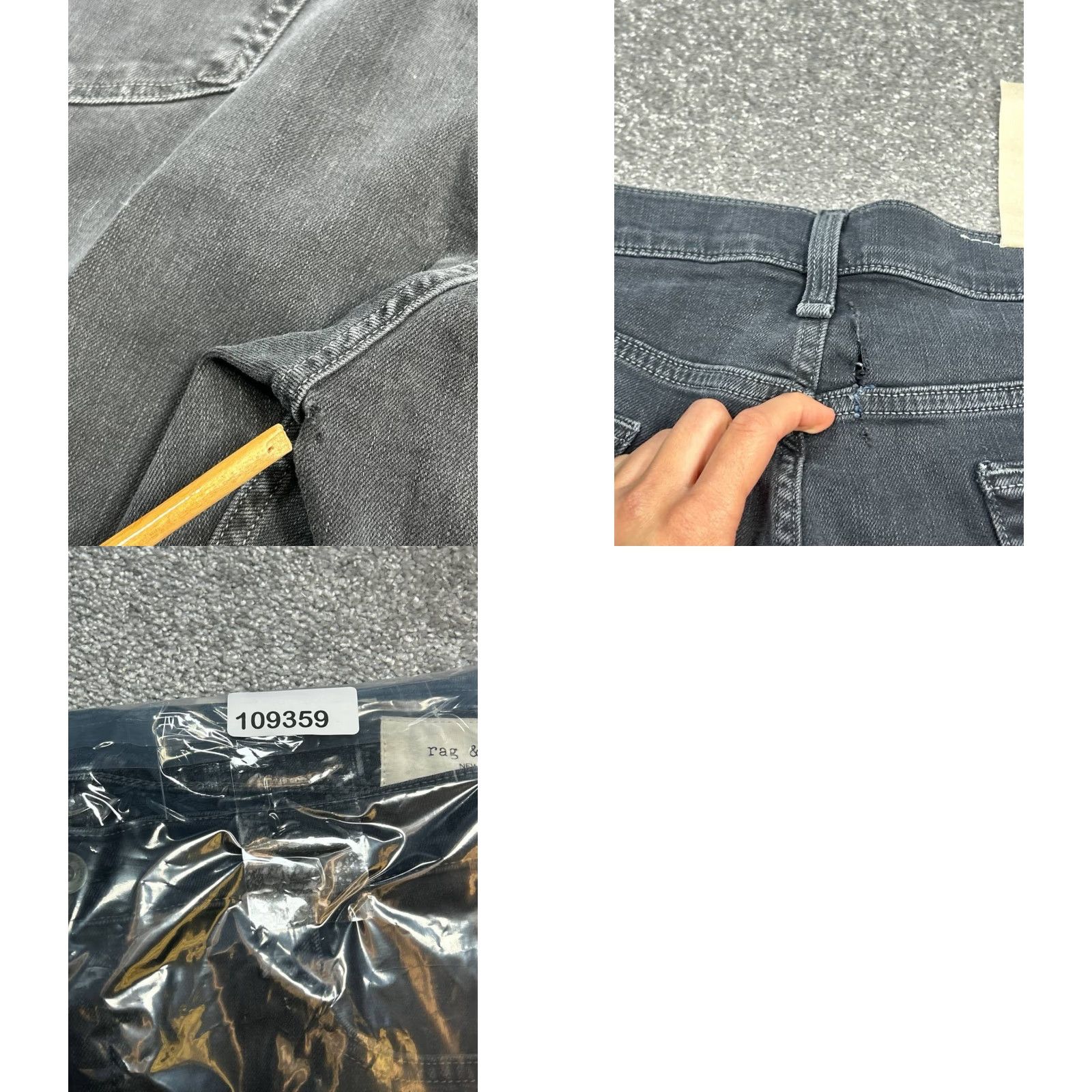 sshop rag & bone Jeans Mens Slim Gray Denim Cotton Stretch 37x34