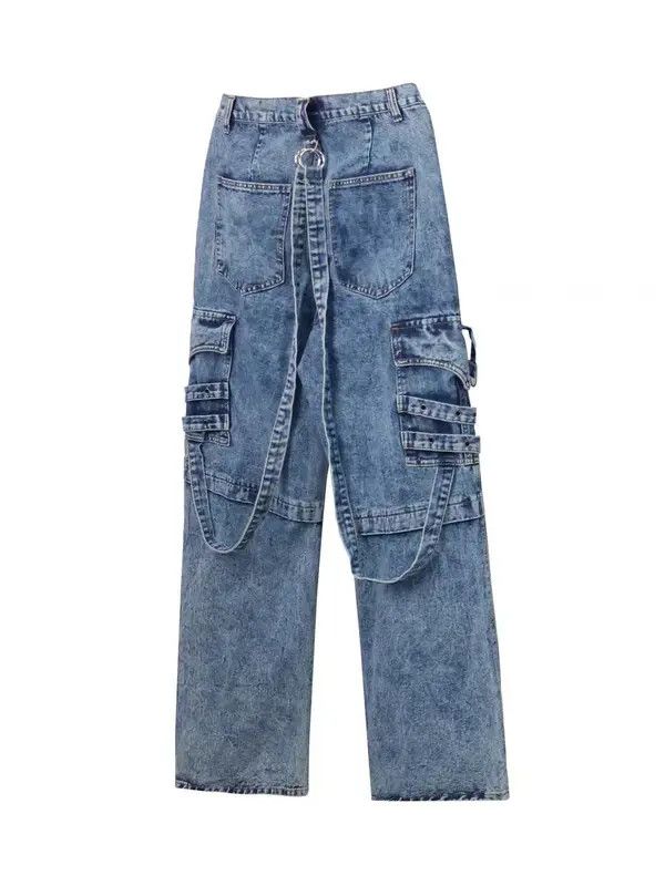 VIBE Heavy washed street style long strap wide leg jeans Size US 32 / EU 48 - 7 Thumbnail