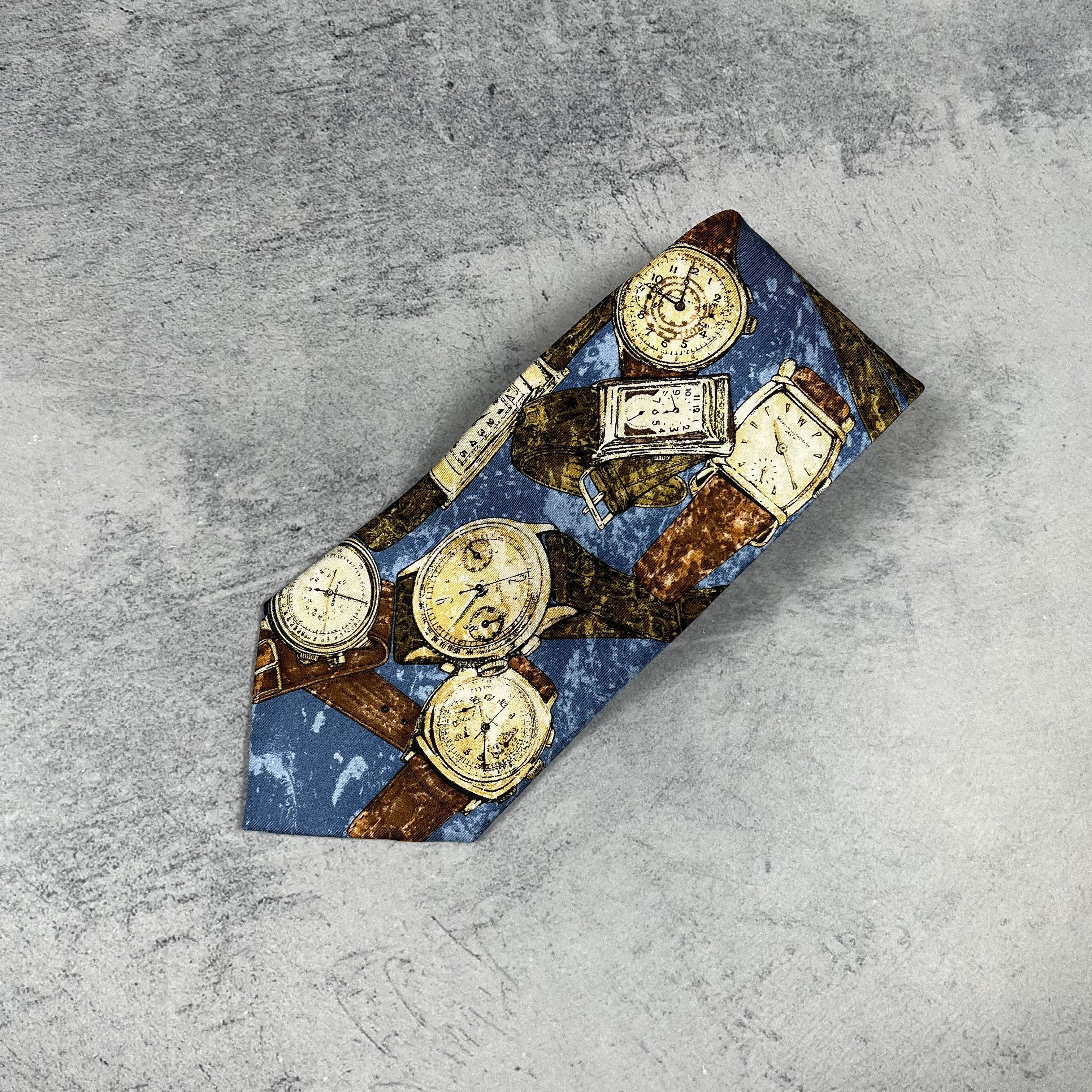 Hugo Boss Vintage Hugo Boss Watch Print Silk Tie 90’s Size ONE SIZE - 14 Thumbnail