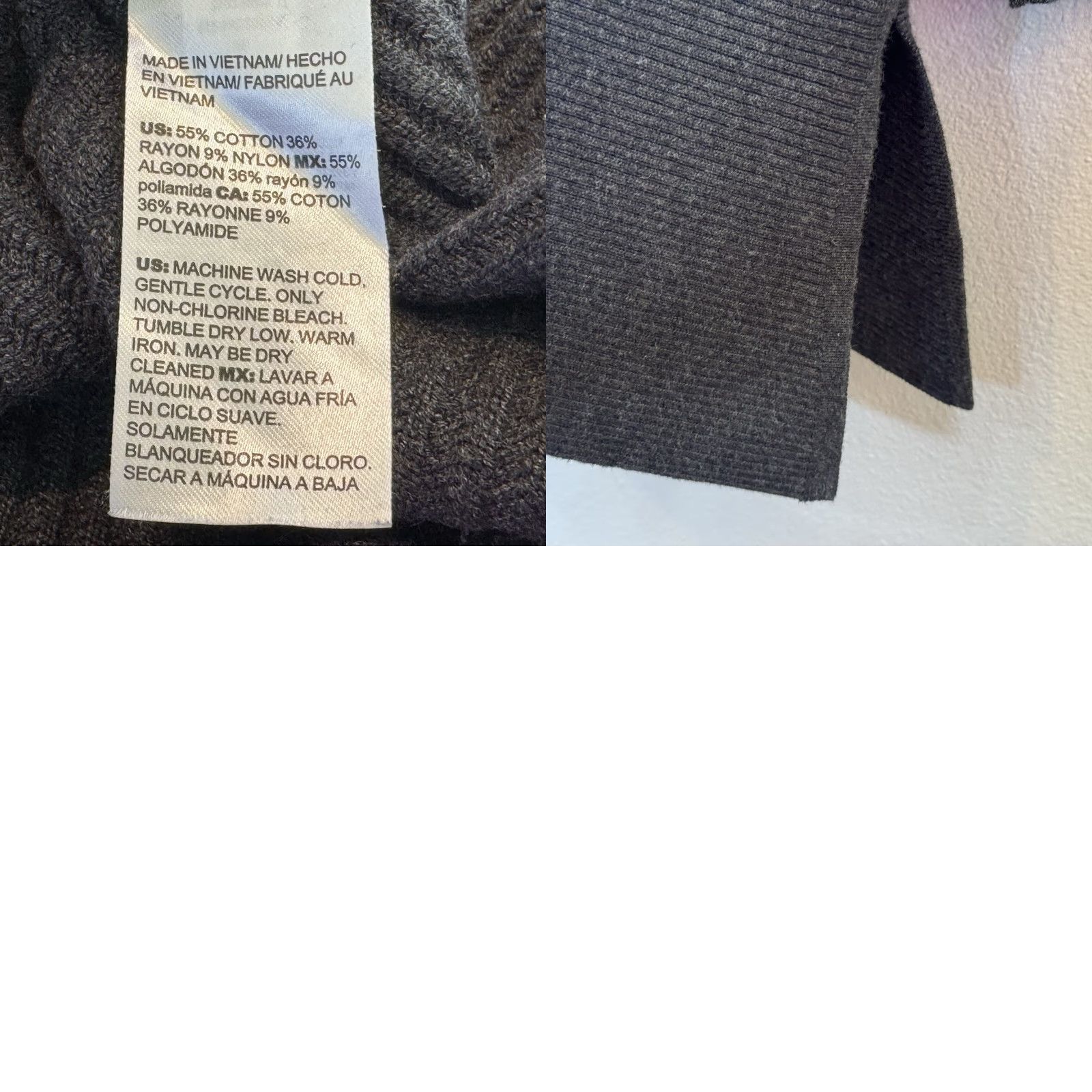 Vintage Chico’s Women’s Pullover Sweater Long Sleeve Size M Gray Textured Stripe Asymmetrical Hem Knit Tunic Size M / US 6-8 / IT 42-44 - 8 Thumbnail