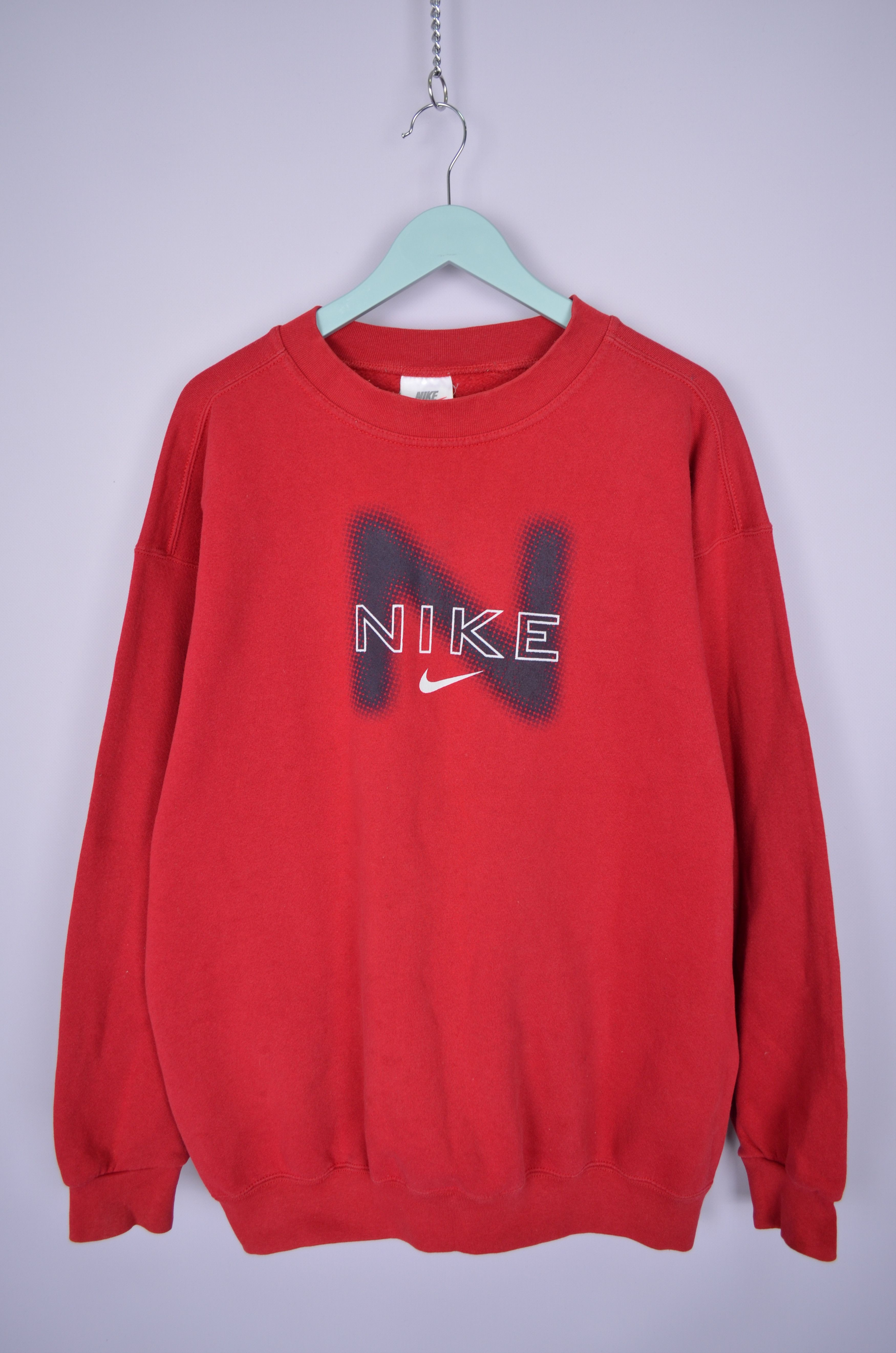 Nike Big Logo Sweatshirt Red Size L Vintage Made in USA 90s