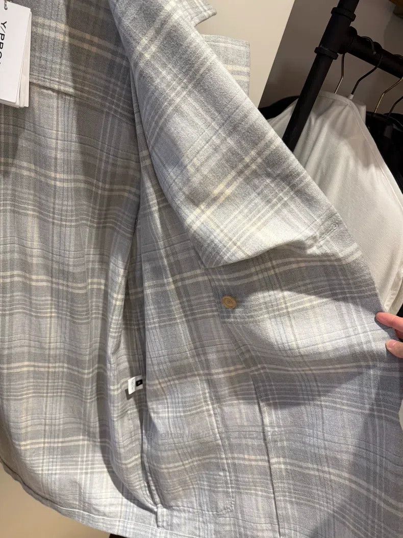 Y/Project Y/Project Gray Blue Plaid Cotton Flannel Asymmetric Decons Size M / US 6-8 / IT 42-44 - 4 Thumbnail