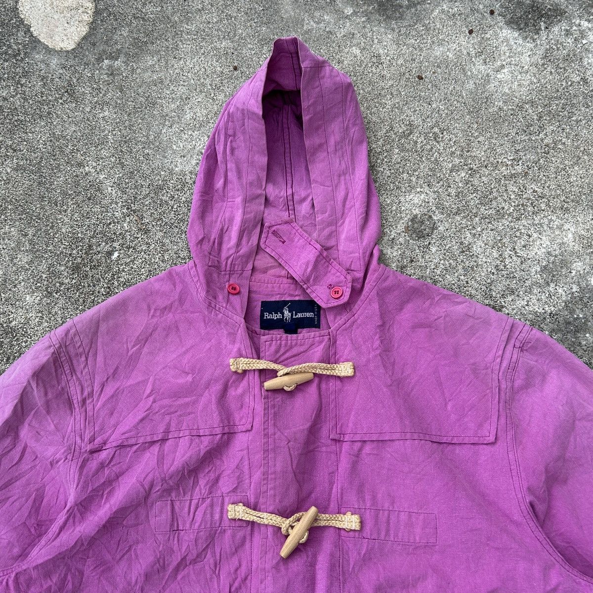 Vintage Vintage 80s-90s Polo Ralph Lauren Toggle Hoodie Sun Faded Size US L / EU 52-54 / 3 - 3 Thumbnail