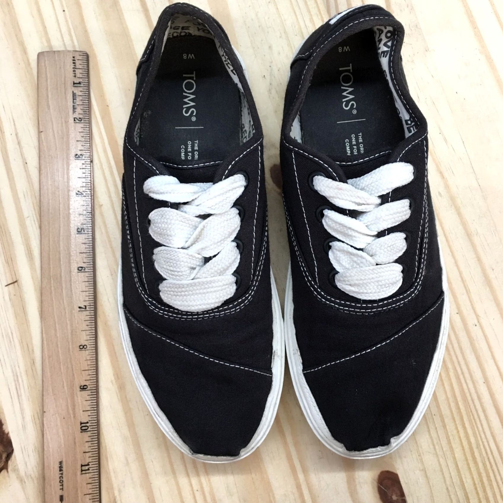 Toms TOMS Sneaker Women 8 Black Cordones Lace Up Platform Casual Comfort Size US 8 / IT 38 - 7 Thumbnail