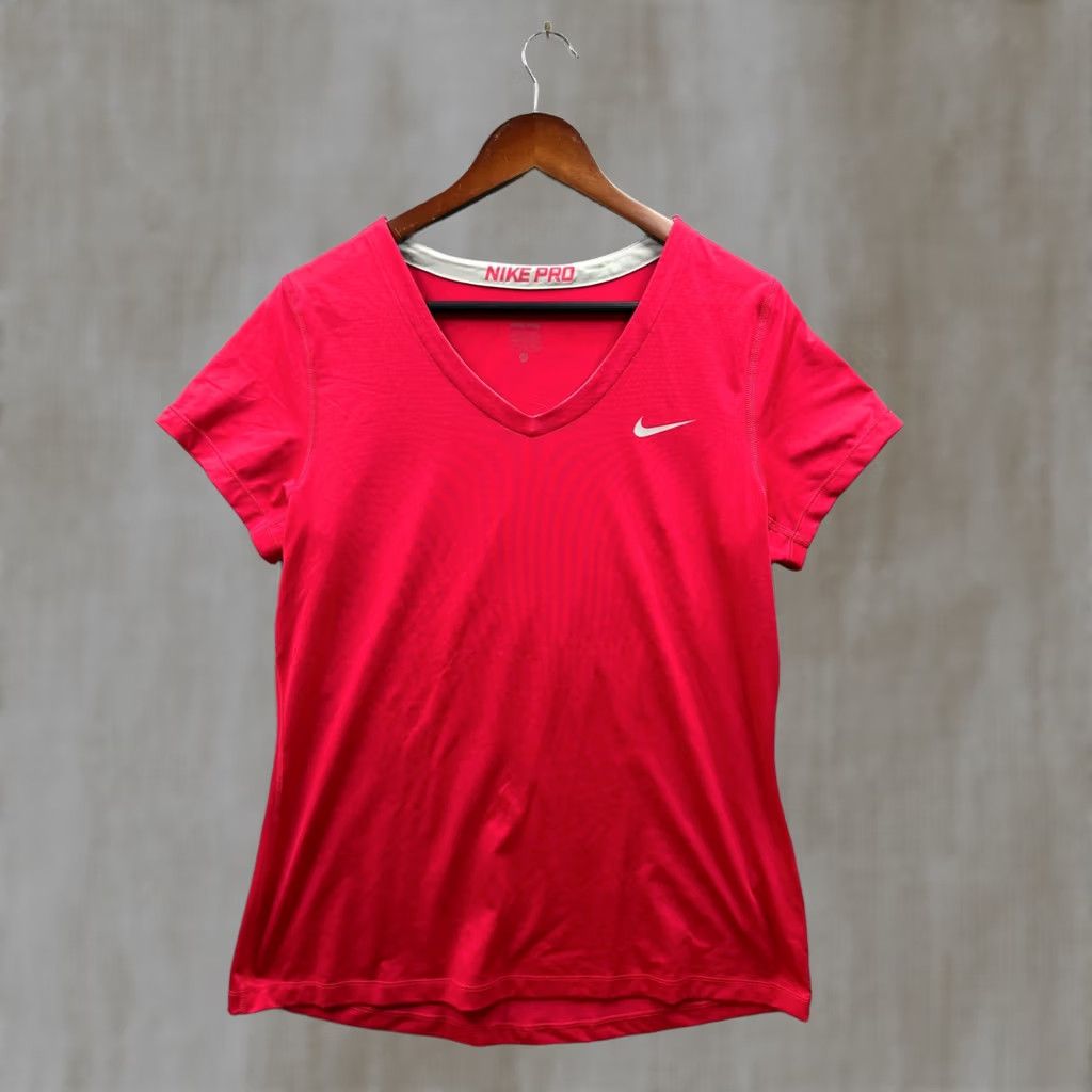 Nike Nike Pro Training Shirt Womens V-Neck Dri-FIT Short Sleeve XL Pink Size XL / US 12-14 / IT 48-50 - 1 Thumbnail