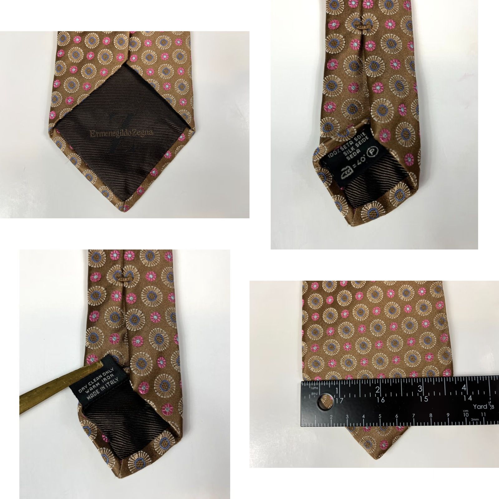 Ermenegildo Zegna VINTAGE Ermenegildo Zegna Silk Tie Floral Foulard Made in Italy Men’s Tie Copper Silk 61.75" 3.75" Wide Preppy Designer Size ONE SIZE - 8 Thumbnail