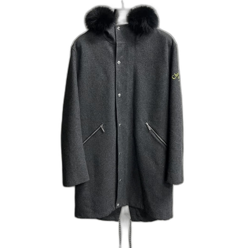Dior Dior Gray Logo Fur Collar Oversized Jacket-yf Size US XL / EU 56 / 4 - 1 Thumbnail