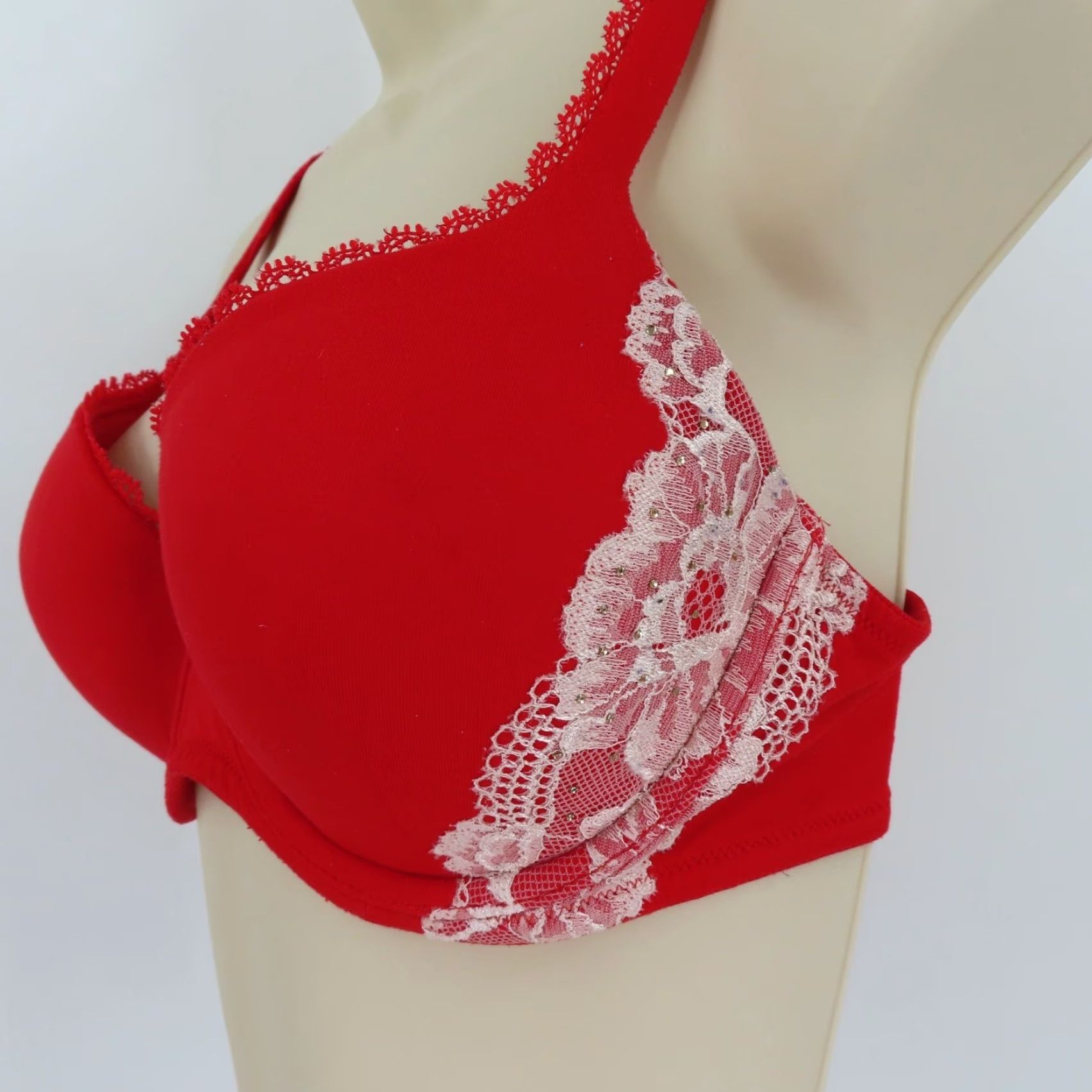 Victoria's Secret Victoria's Secret Body by Victoria Lined Demi Bra 34D Red Lace Trim Bow Underwire T-Shirt Cup D Women Size ONE SIZE - 6 Thumbnail