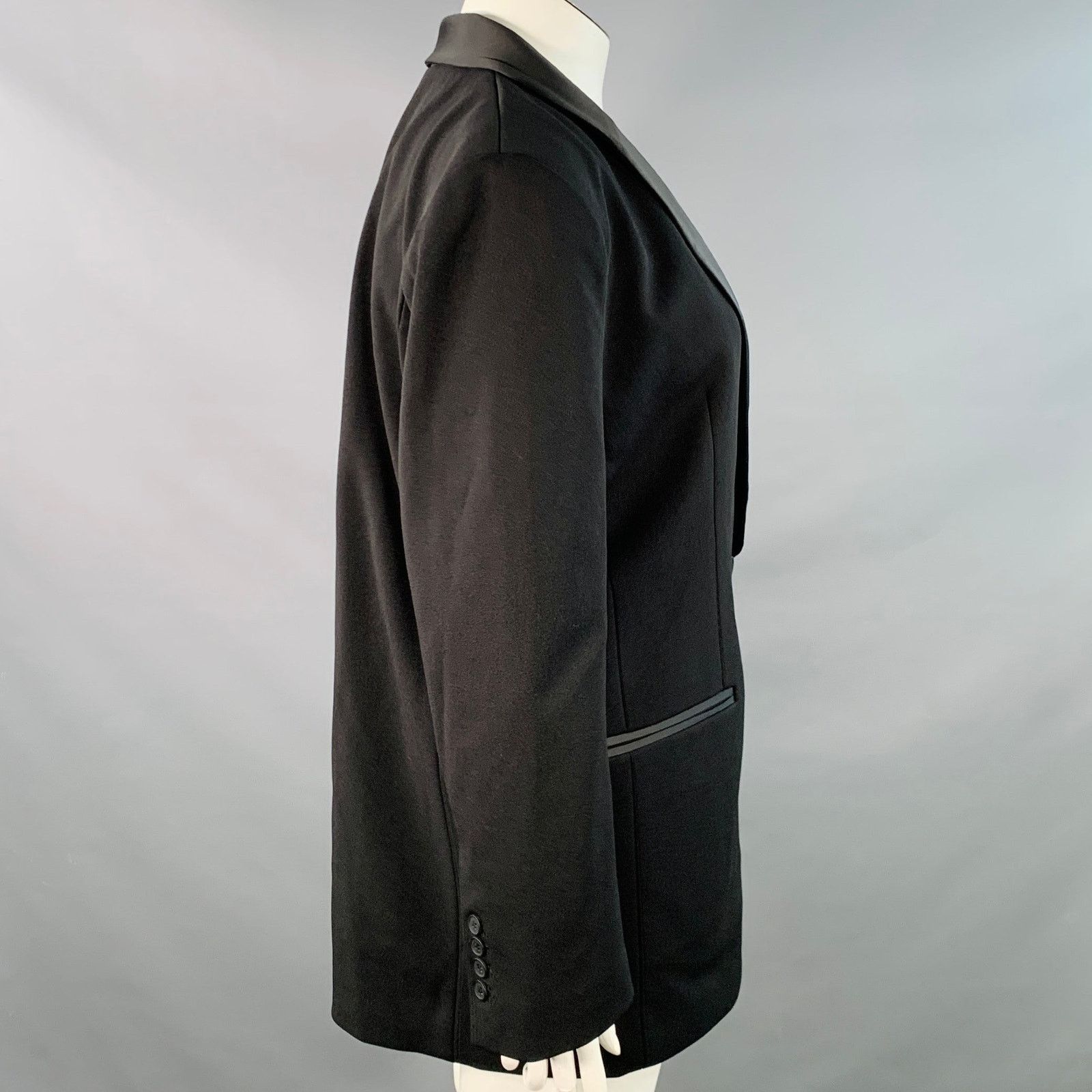 Zac Posen Black Polyester Shawl Collar Single Button Jacket Blazer Size XL / US 12-14 / IT 48-50 - 3 Thumbnail