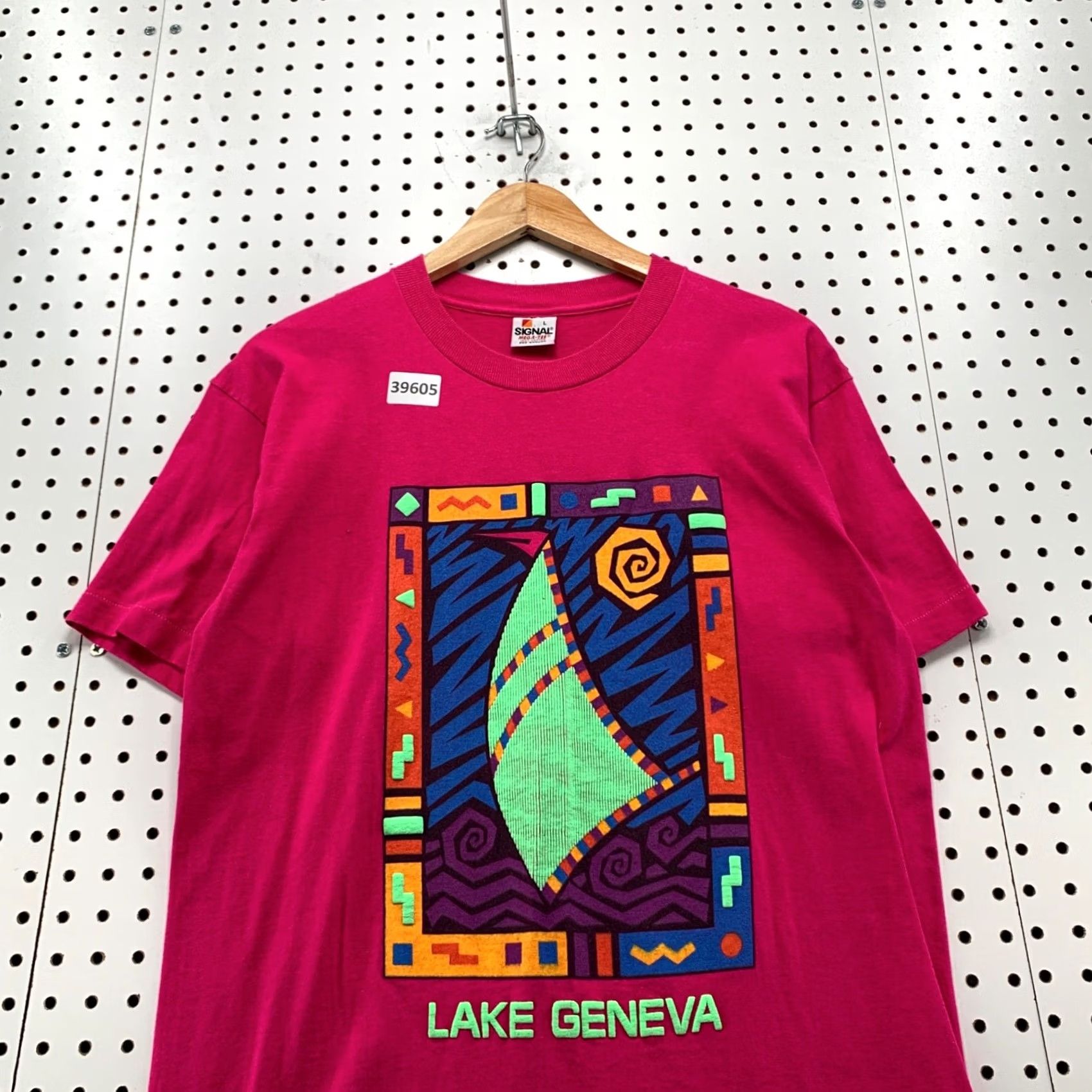 Vintage VINTAGE Lake Geneva Sail Shirt Mens L Pink 90s USA Single Stitch Graphic Print Crew Neck Short Sleeve Shirt Mens Size US L / EU 52-54 / 3 - 7 Thumbnail