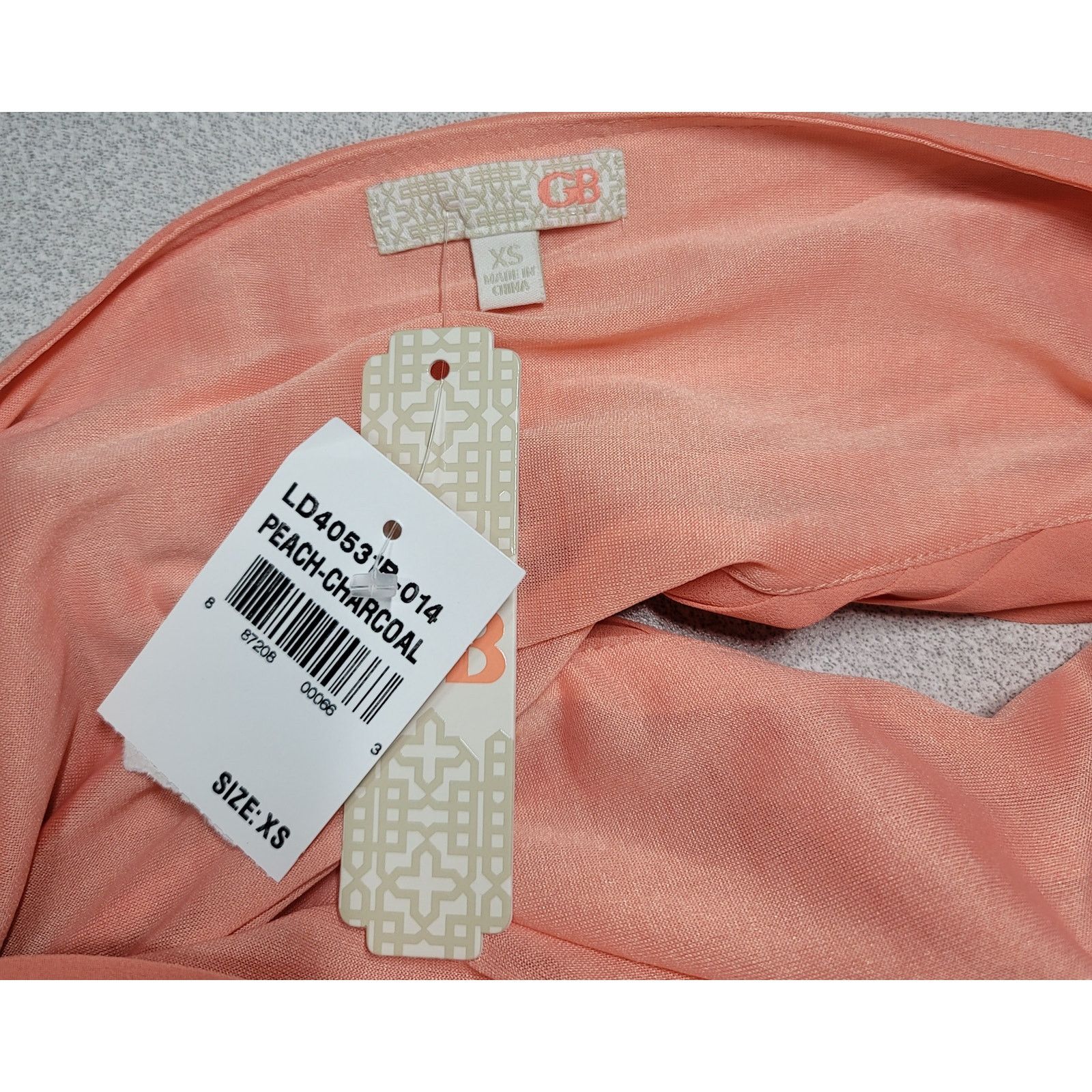 GB GB Peach Charcoal Pleated Bodice Capped Sleeves Dress XS NWT Size XS / US 0-2 / IT 36-38 - 3 Thumbnail