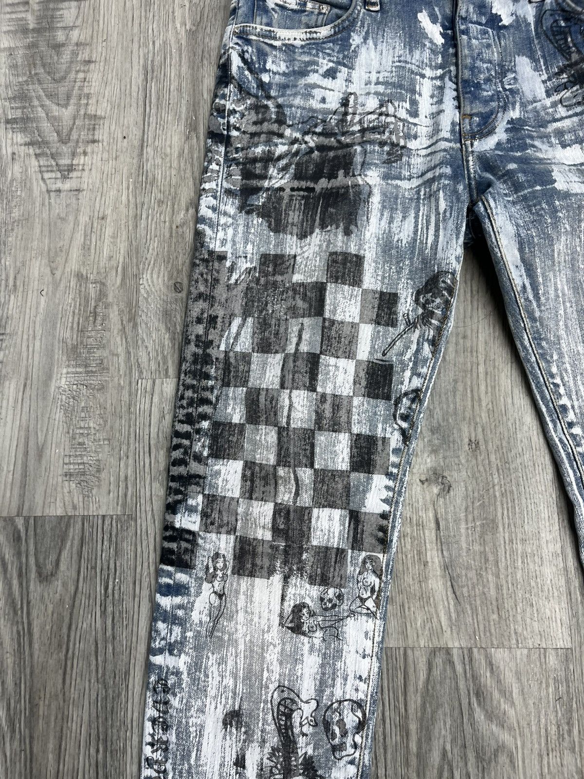 Amiri × Wes Lang Amiri x Wes Lang MX1 Demin Sketch jeans ‘Painted Indigo’ Size US 33 - 2 Thumbnail