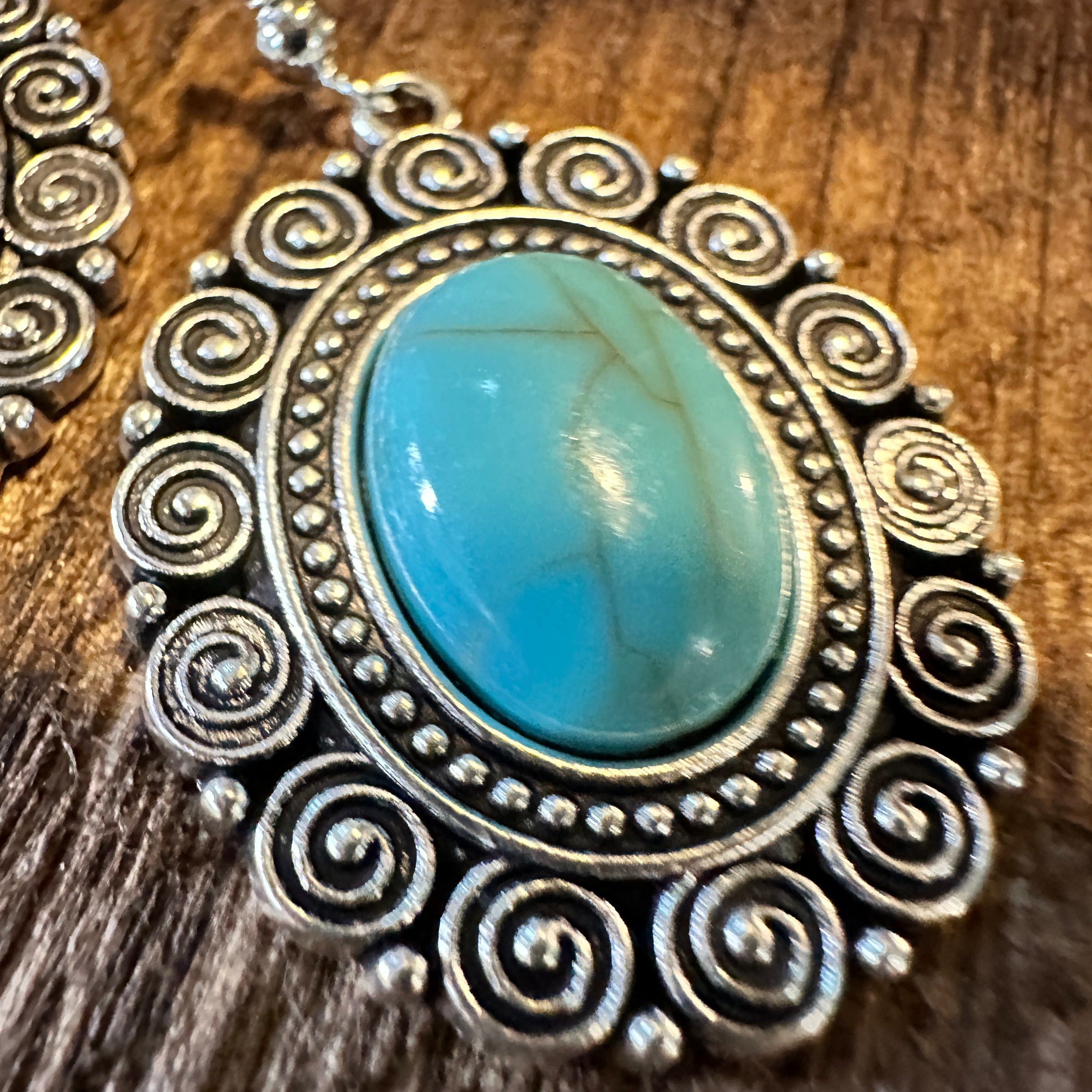 Other Boho Hippie Vintage Oval Lace Dangle Wire Earrings, Turquois Size ONE SIZE - 7 Thumbnail