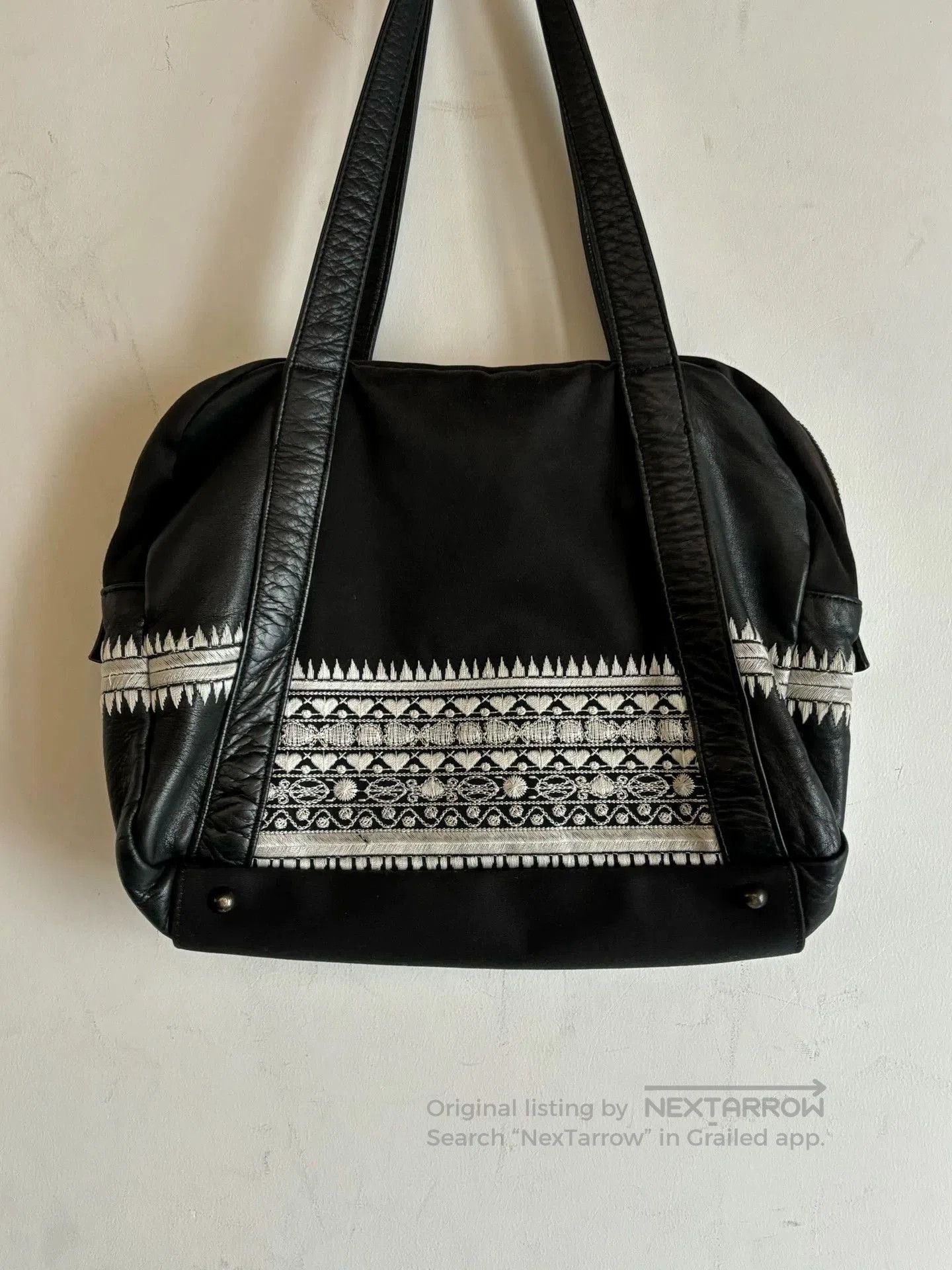 Jean Paul Gaultier Black & White Embroidered Tote Bag. Size ONE SIZE - 1 Thumbnail