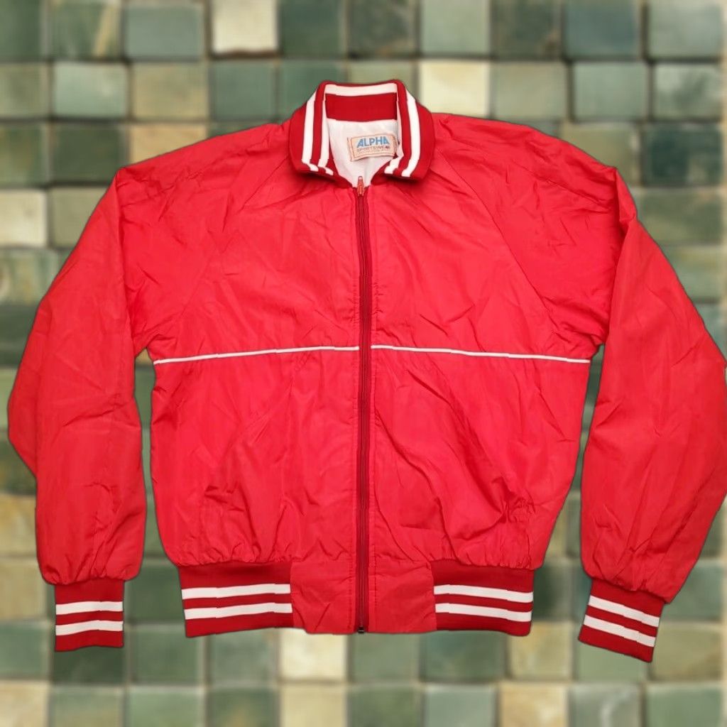 Vintage VINTAGE Alpha Sportswear Jacket Mens L Red Bomber Jacket Elastic Waist Lined Zip Full Zip Casual Sports Retro Mens Size US L / EU 52-54 / 3 - 1 Thumbnail