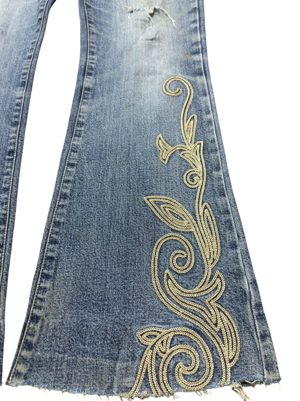 Hysteric Glamour Vintage Oririn Flare Bootcut Embroidery Distressed Denim Size US 31 - 3 Thumbnail