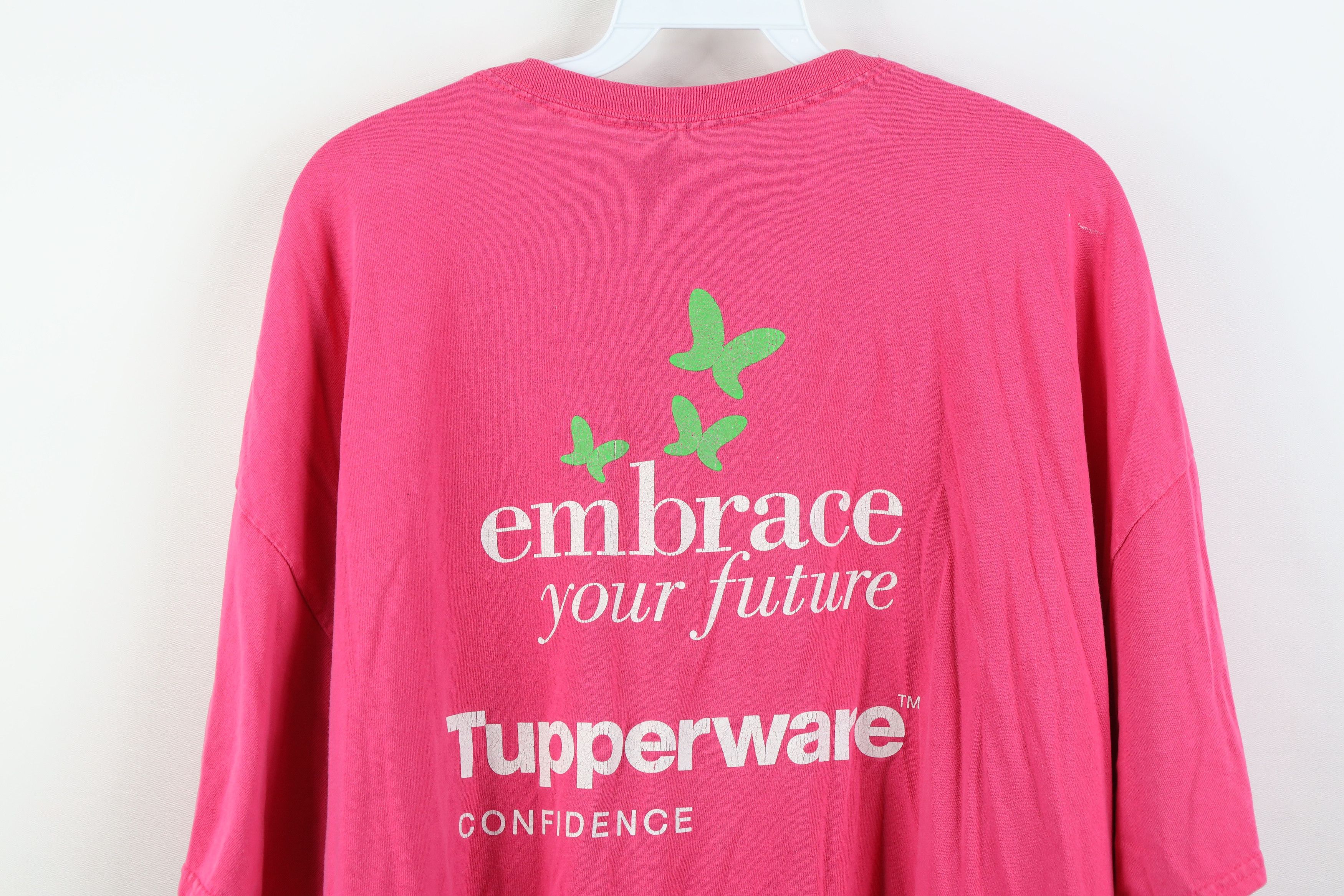 Vintage Vintage 90s Y2K Tupperware Butterfly T-Shirt Pink Cotton Size XXL / US 16-18 / IT 52-54 - 15 Thumbnail