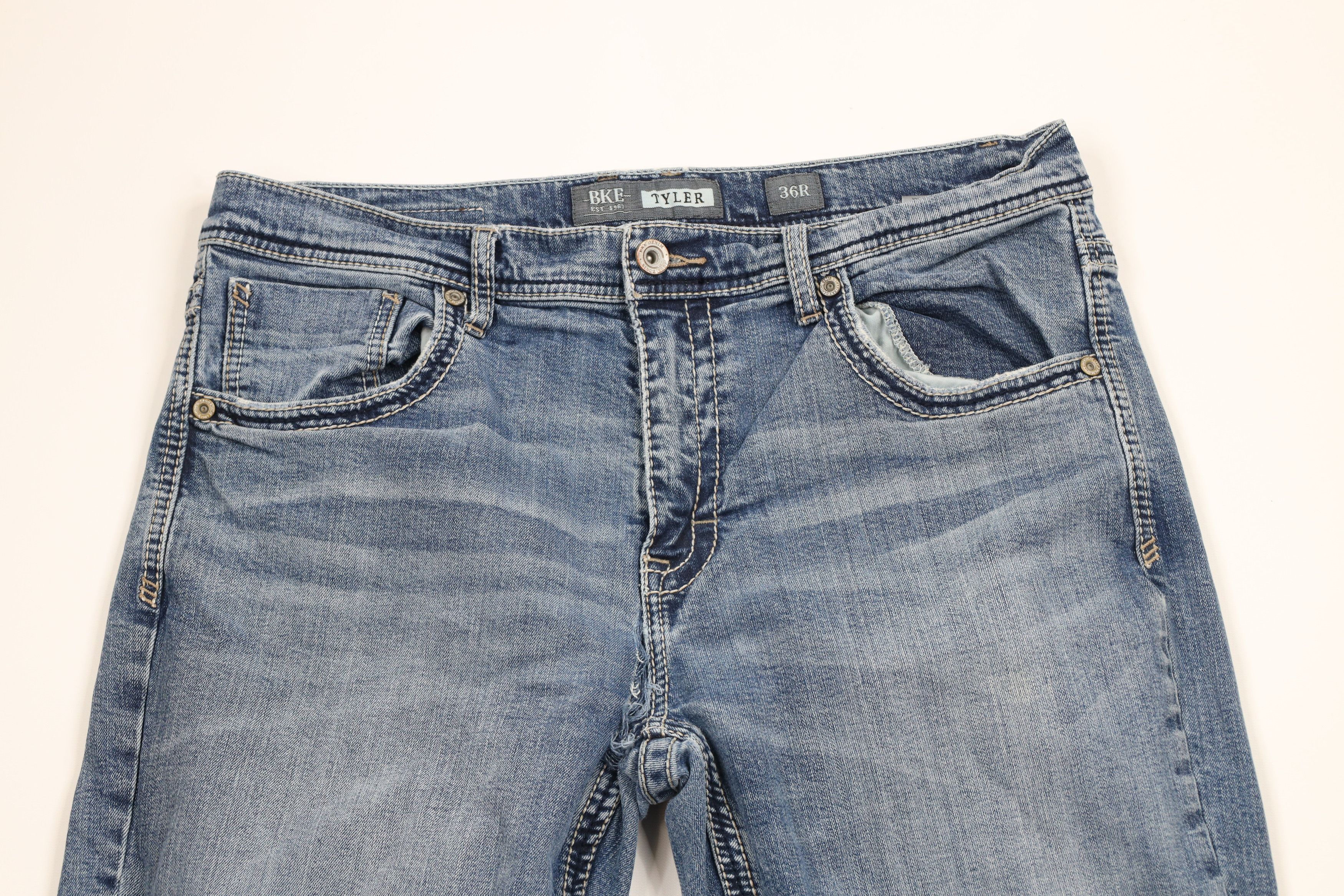 BKE × Vintage Buckle BKE Thick Stitch Tyler Straight Leg Denim Jeans AS IS Size US 36 / EU 52 - 2 Thumbnail