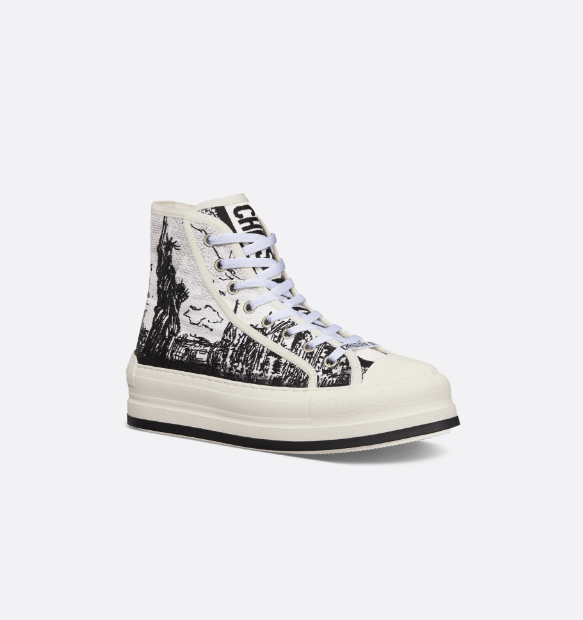 Dior o1w1db10625 High-Top Platform Sneakers in White/Black Size US 10 / IT 40 - 2 Thumbnail